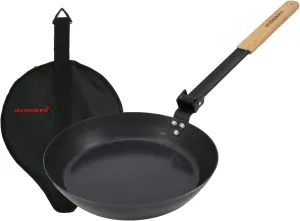 Folding Campfire Frying Pan with Protective Bag for Hiking and Camping - Use on an Open Fire or Barbeque Grill