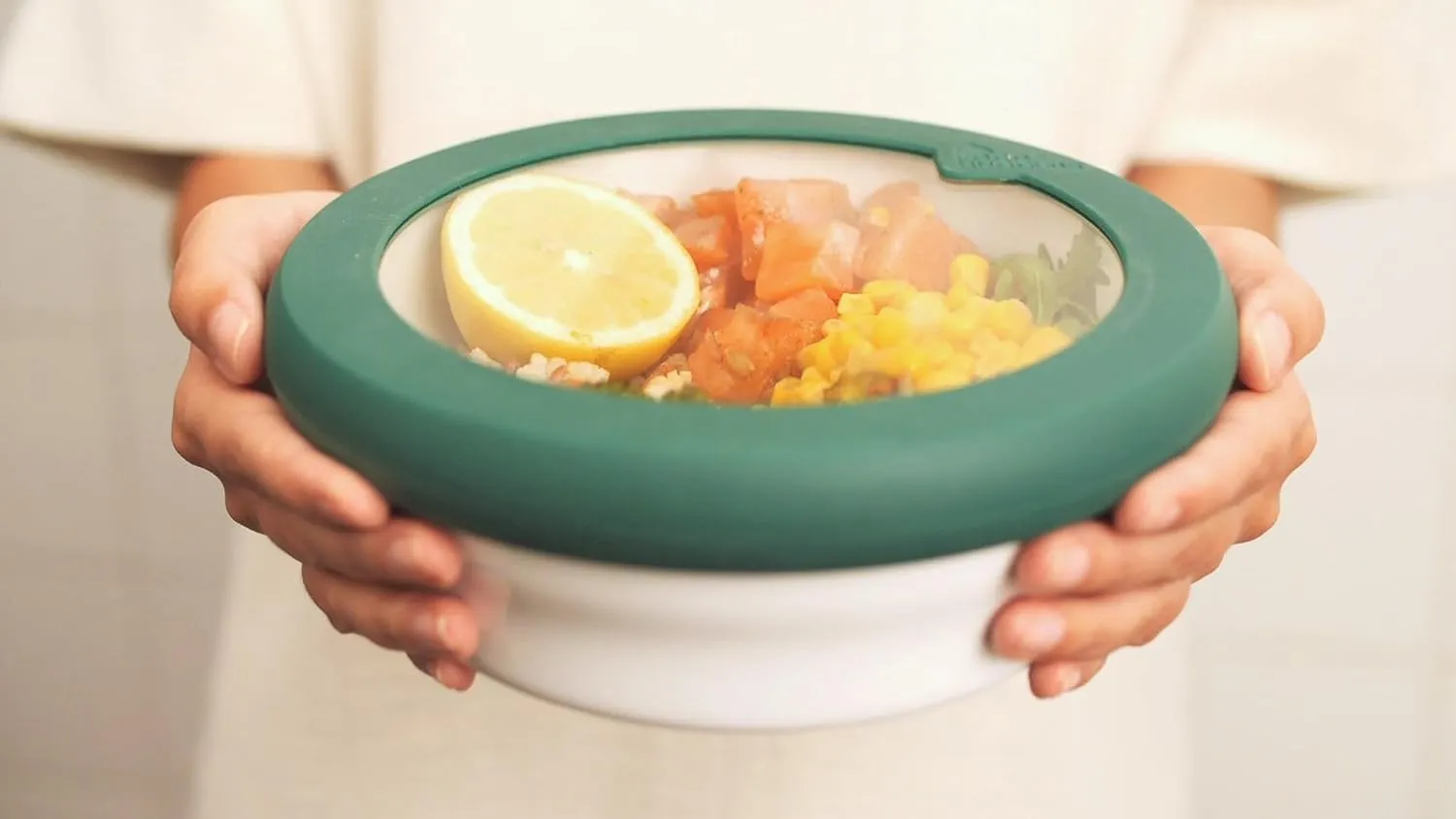 Food Huggers Replacement Lids for Glass Storage Containers | Silicone & Glass Lids that Don’t Crack | Fits Most Round Container Brands & Bowls | 100% Plastic Free | 1 Lid (Medium), Gradual Green