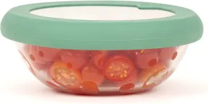 Food Huggers Replacement Lids for Glass Storage Containers | Silicone & Glass Lids that Don’t Crack | Fits Most Round Container Brands & Bowls | 100% Plastic Free | 1 Lid (Medium), Gradual Green