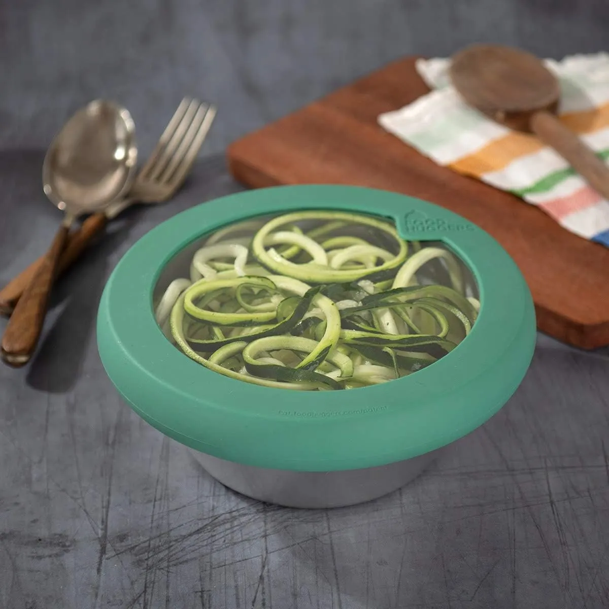 Food Huggers Replacement Lids for Glass Storage Containers | Silicone & Glass Lids that Don’t Crack | Fits Most Round Container Brands & Bowls | 100% Plastic Free | 1 Lid (Medium), Gradual Green