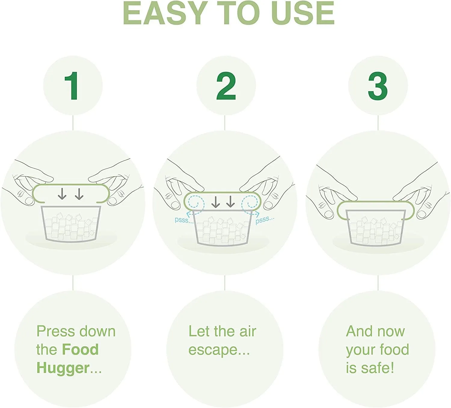 Food Huggers Replacement Lids for Glass Storage Containers | Silicone & Glass Lids that Don’t Crack | Fits Most Round Container Brands & Bowls | 100% Plastic Free | 1 Lid (Medium), Gradual Green