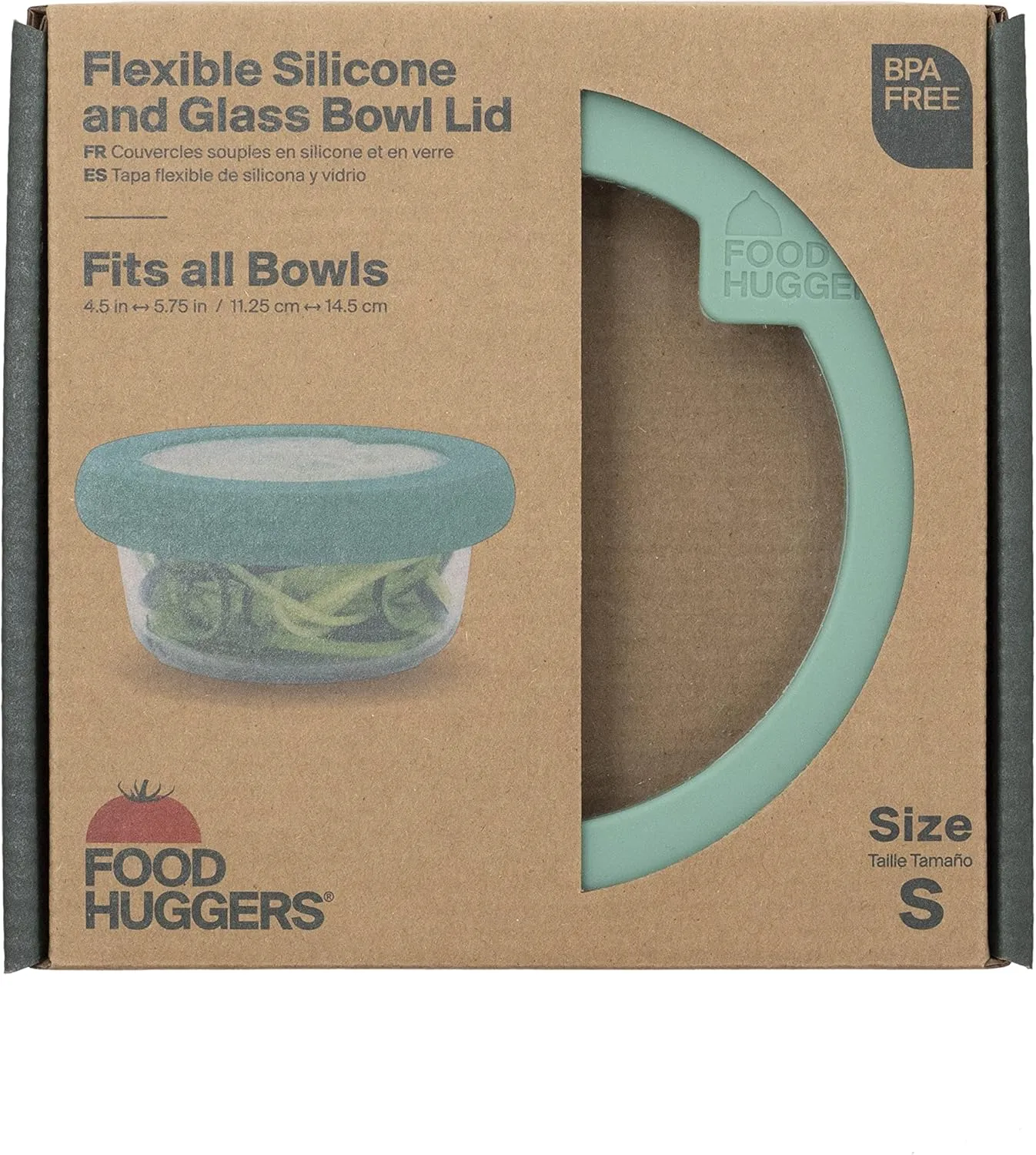 Food Huggers Replacement Lids for Glass Storage Containers Silicone & Glass Lids that Don’t Crack | Fits Most Round Container Brands & Bowls | 100% Plastic Free | 1 Lid (Small), Gradual Green