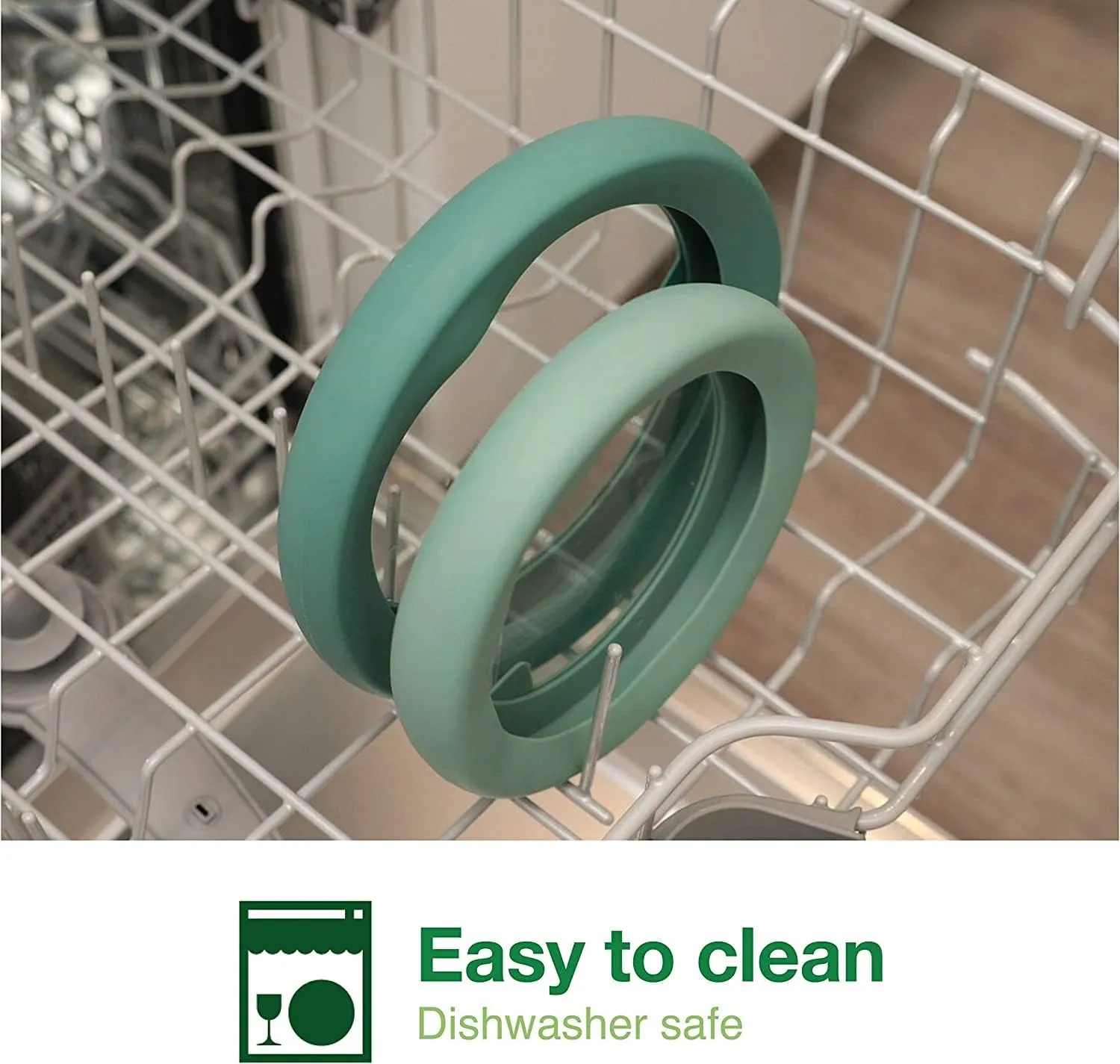 Food Huggers Replacement Lids for Glass Storage Containers Silicone & Glass Lids that Don’t Crack | Fits Most Round Container Brands & Bowls | 100% Plastic Free | 1 Lid (Small), Gradual Green