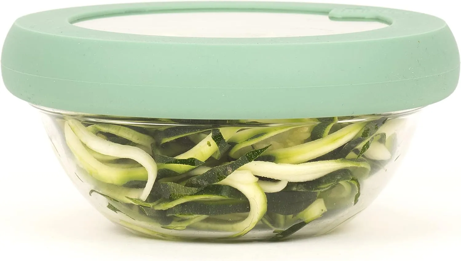 Food Huggers Replacement Lids for Glass Storage Containers Silicone & Glass Lids that Don’t Crack | Fits Most Round Container Brands & Bowls | 100% Plastic Free | 1 Lid (Small), Gradual Green