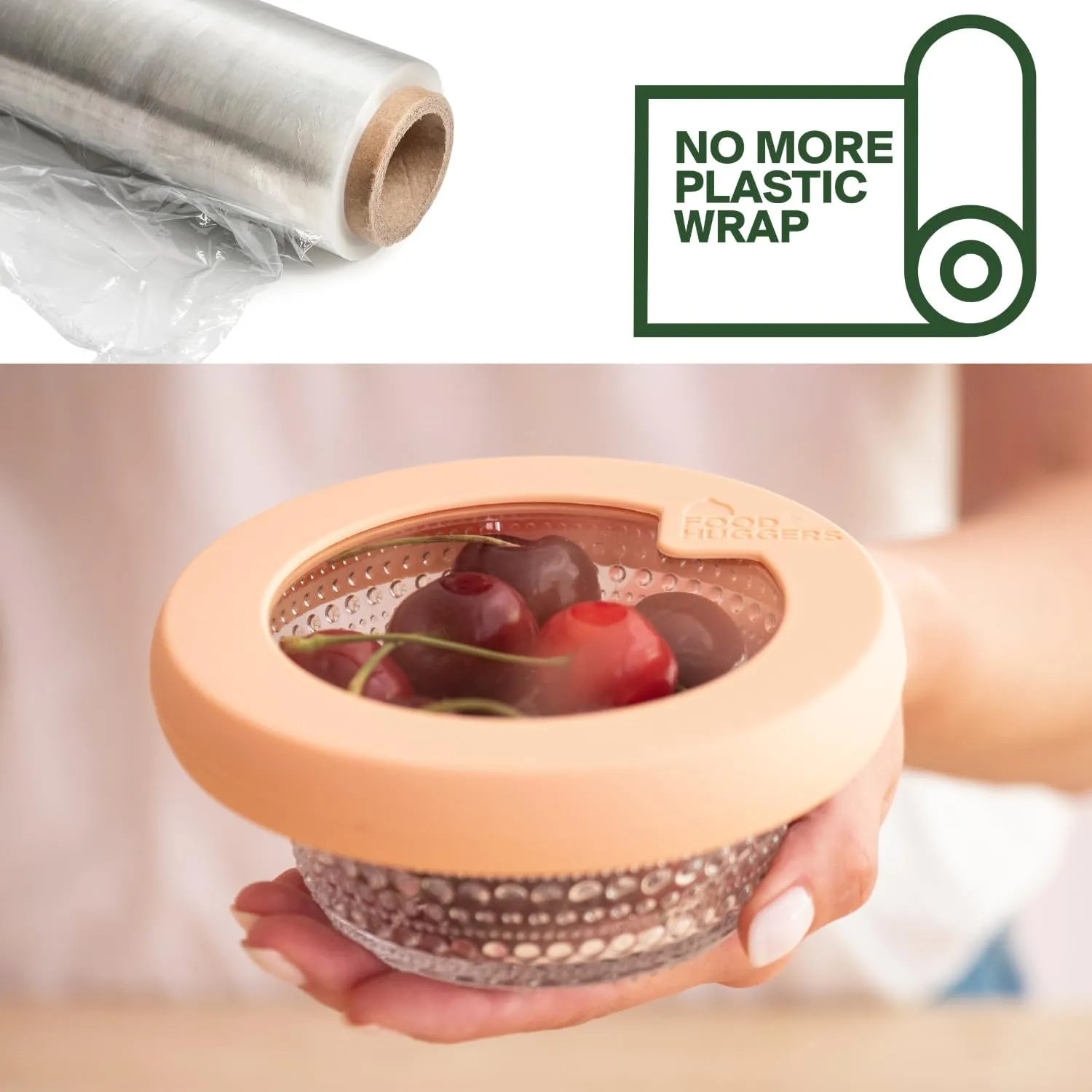 Food Huggers Replacement Lids for Glass Storage Containers | Silicone & Glass Lids that Don’t Crack | Fits Most Round Container Brands & Bowls | 100% Plastic Free (1 Lid (Small), Terracotta)