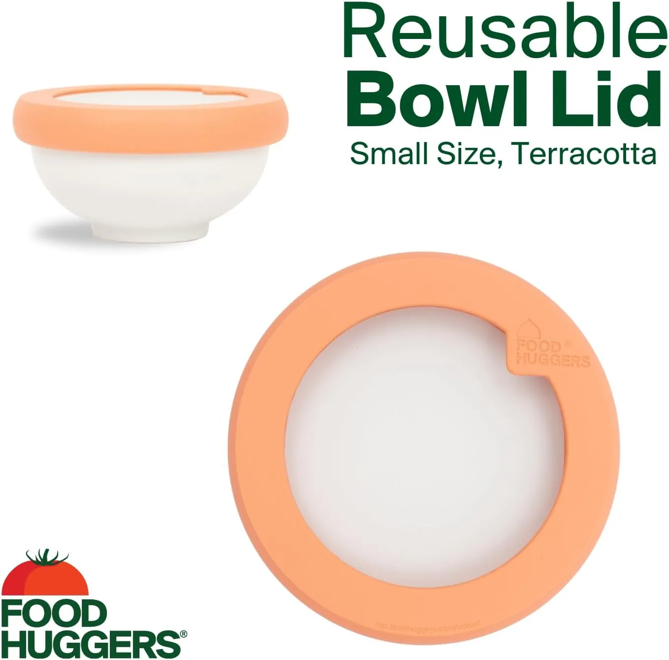 Food Huggers Replacement Lids for Glass Storage Containers | Silicone & Glass Lids that Don’t Crack | Fits Most Round Container Brands & Bowls | 100% Plastic Free (1 Lid (Small), Terracotta)