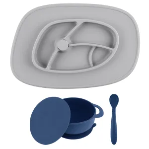 Foodie® Feeding Mat   Bowl Set: Grey Skies