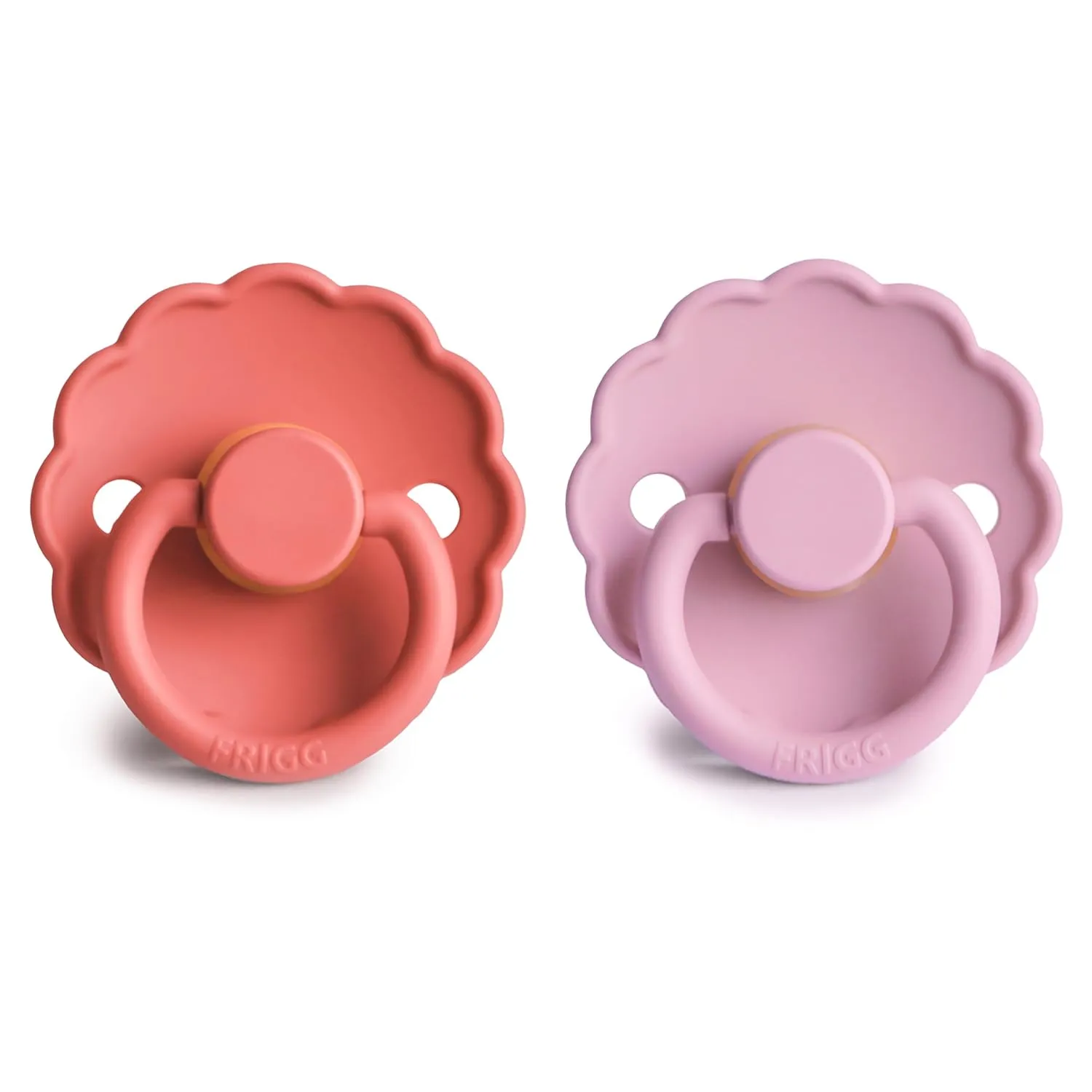FRIGG Daisy Natural Rubber Baby Pacifier | Made in Denmark | BPA-Free (Poppy/Lupine, Size 1) 2-Pack