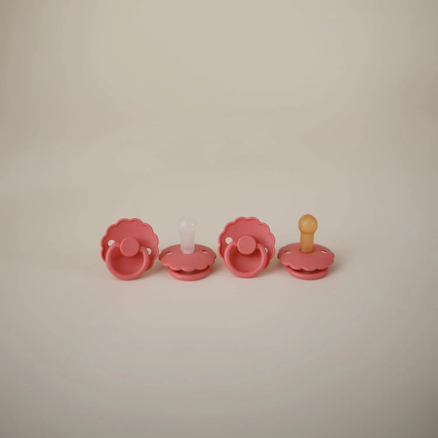 FRIGG Daisy Natural Rubber Baby Pacifier | Made in Denmark | BPA-Free (Poppy/Lupine, Size 1) 2-Pack