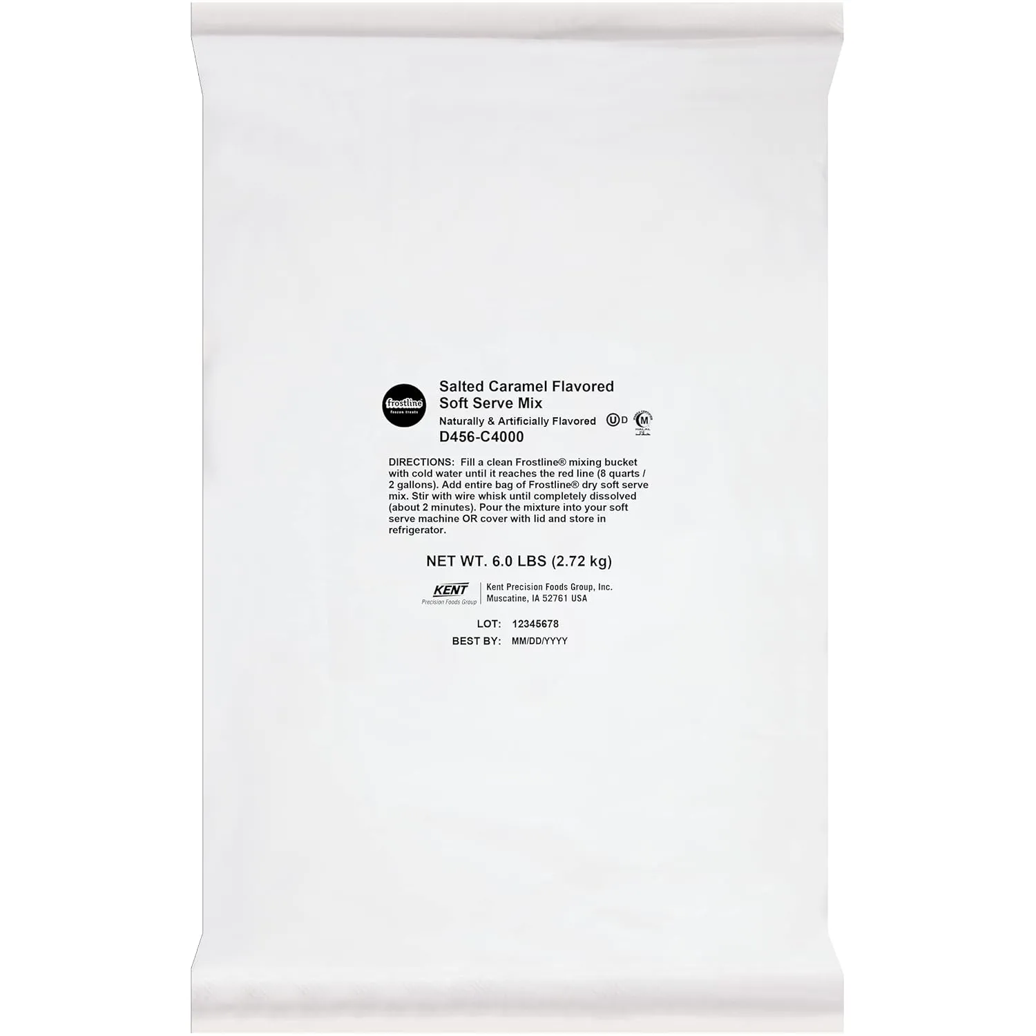 Frostline Salted Caramel Soft Serve Ice Cream Mix, Lactose & Gluten Free - Just Add Water, Dairy, or Dairy Free Alternative, Use with Blender, Countertop Ice Cream Maker, Soft Serve Machine - 6 lb Bag