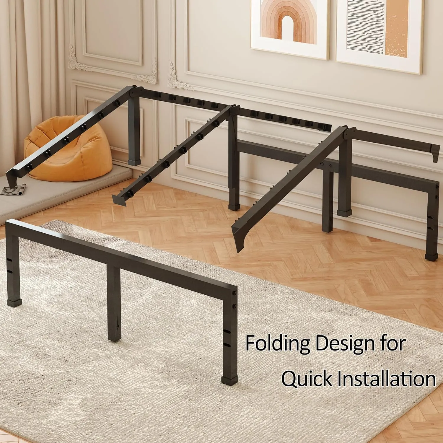 FUIOBYVV Twin Bed Frames, 18 Inch Heavy Duty Metal Platform Bed Frame Twin Size Support Up to 3500 lbs, No Box Spring Needed/No Shaking/Steel Slat Support/Noise Free/Easy Assembly