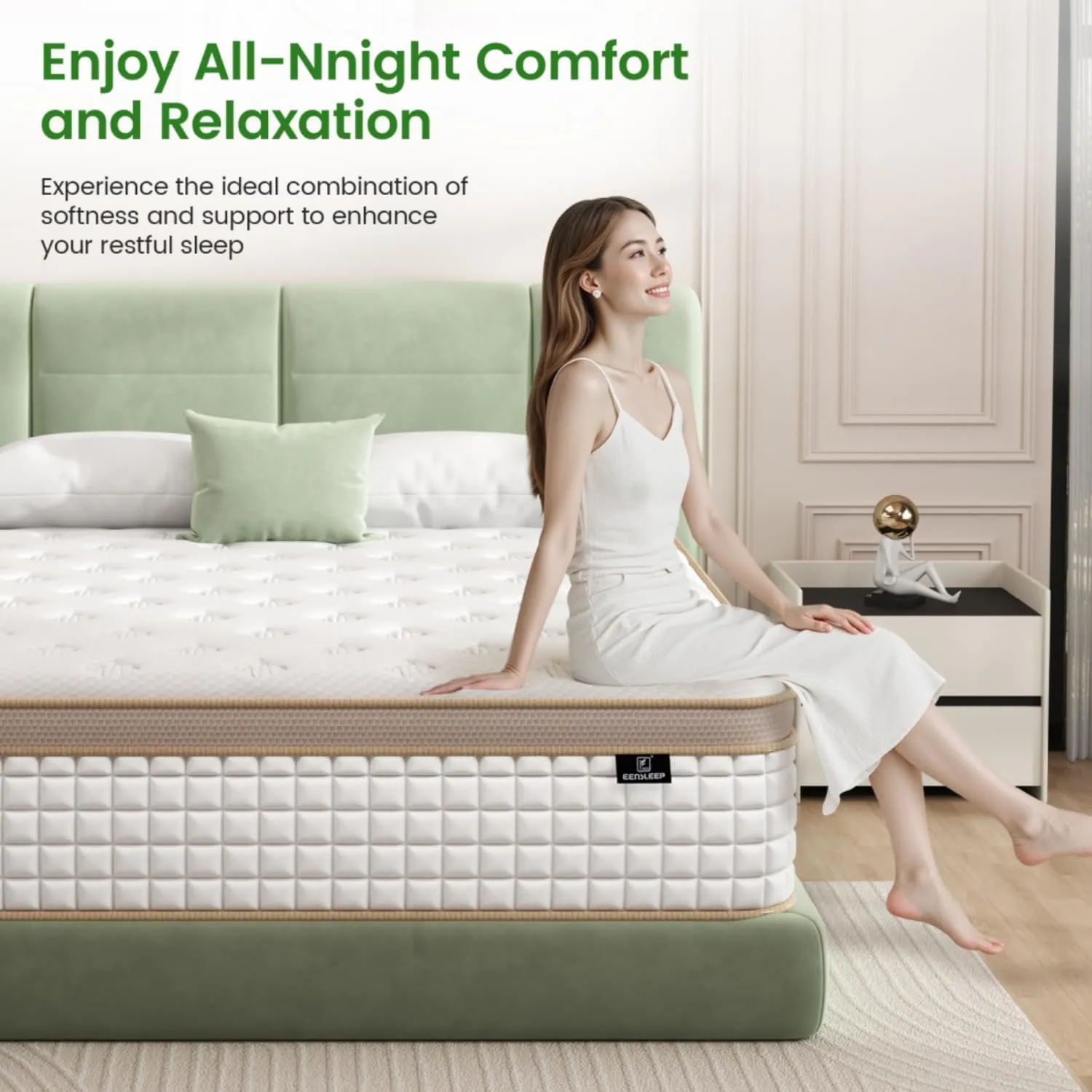 Full Mattress, 10 Inch Full Size Hybrid Mattress, Gel Memory Foam, Independent Pocket Spring for Motion Isolation & Silent Sleep & Pressure Relief, Extra Edge Support, Medium Firm
