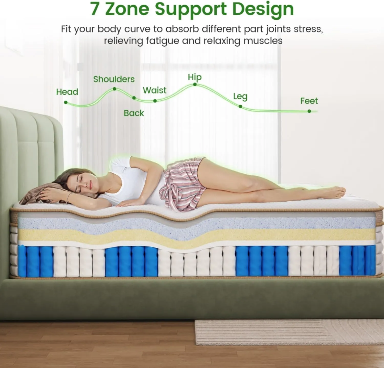 Full Mattress, 10 Inch Full Size Hybrid Mattress, Gel Memory Foam, Independent Pocket Spring for Motion Isolation & Silent Sleep & Pressure Relief, Extra Edge Support, Medium Firm