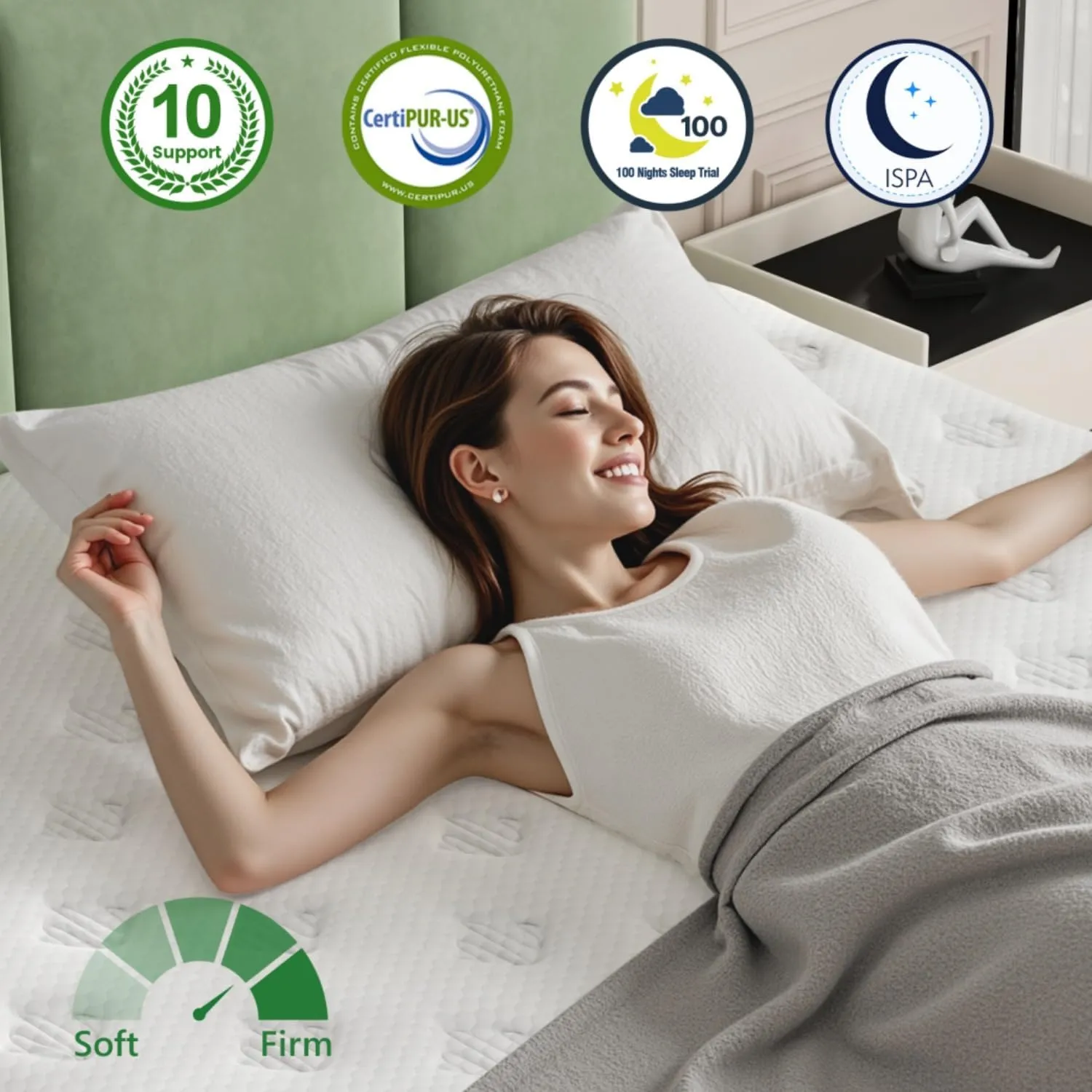 Full Mattress, 10 Inch Full Size Hybrid Mattress, Gel Memory Foam, Independent Pocket Spring for Motion Isolation & Silent Sleep & Pressure Relief, Extra Edge Support, Medium Firm