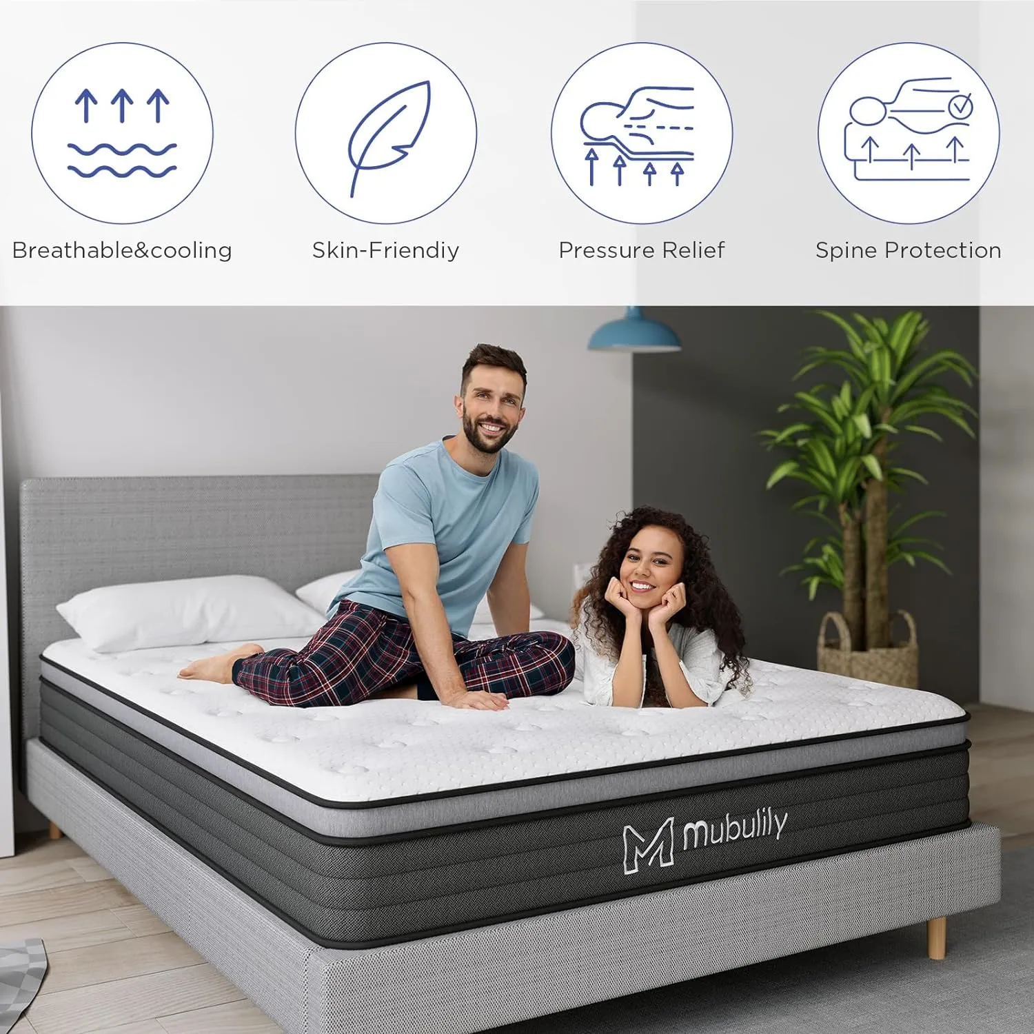 Full Mattress,12 Inch Hybrid Mattress in a Box with Gel Memory Foam,Individually Wrapped Pocket Coils Innerspring for a Cool & Peaceful Sleep,CertiPUR-US.