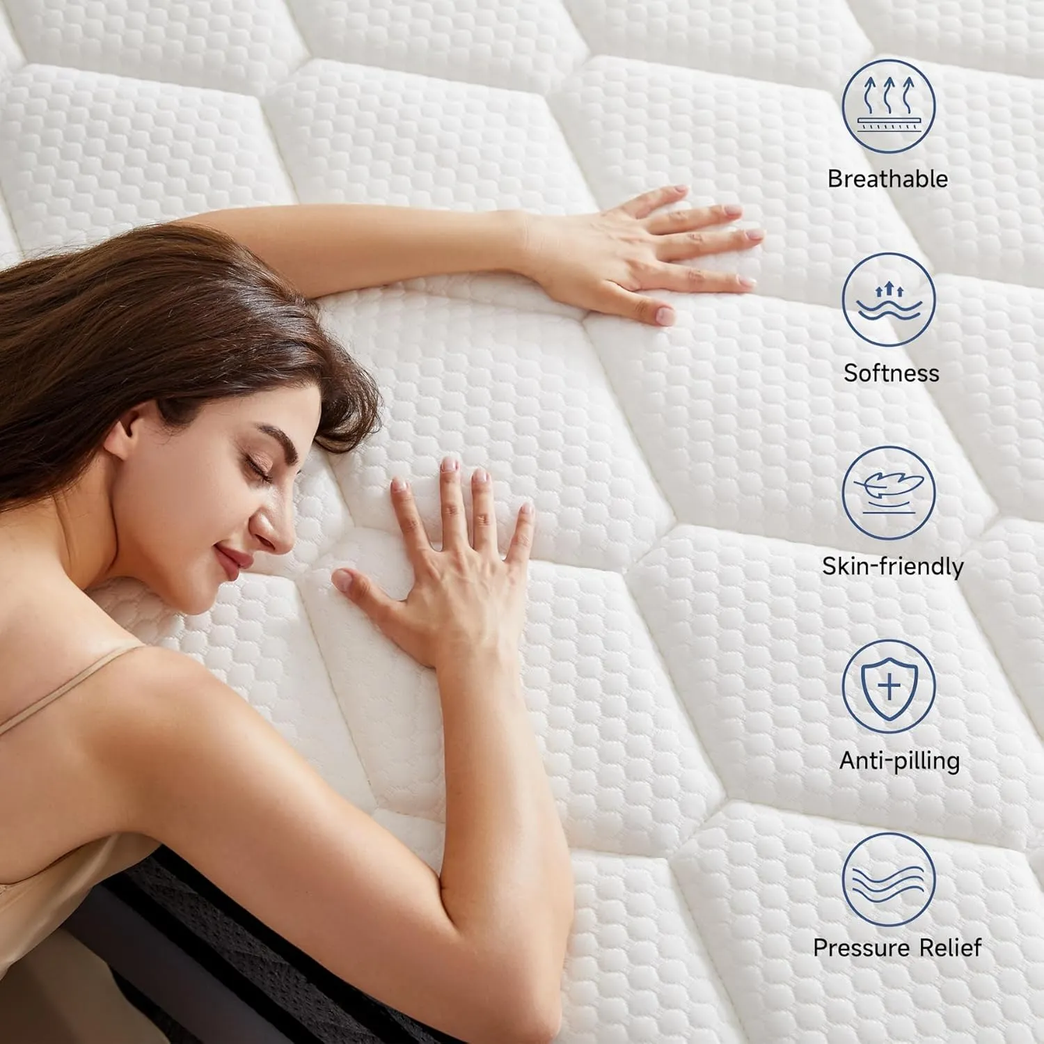 Full Mattress,12inch Thickness Mattress in A Box,Memory Foam Hybrid Mattress,with Individual Pocket Spring for Motion Isolation & Silent Sleep,Pressure Relief,Plush Texture.