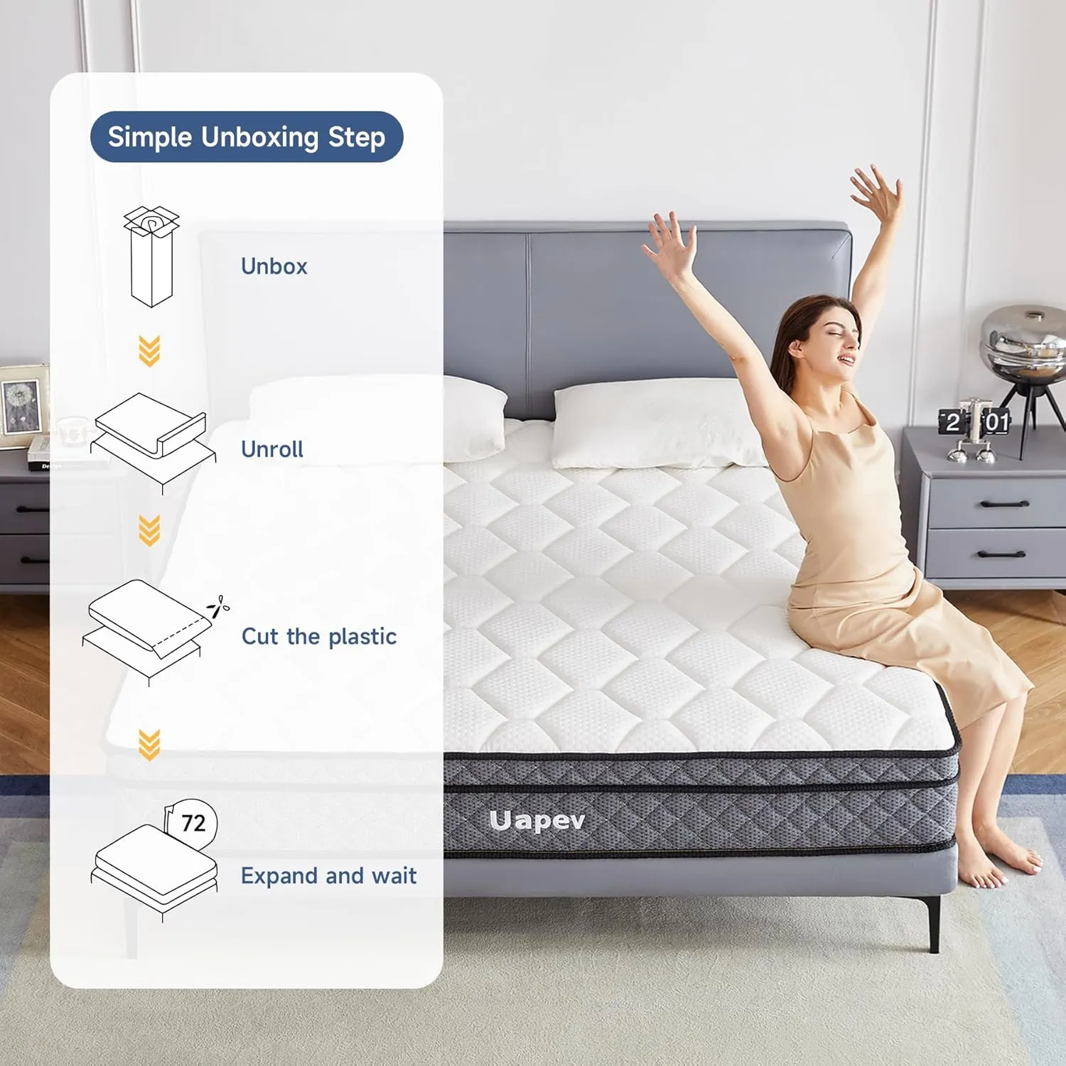 Full Mattress,12inch Thickness Mattress in A Box,Memory Foam Hybrid Mattress,with Individual Pocket Spring for Motion Isolation & Silent Sleep,Pressure Relief,Plush Texture.