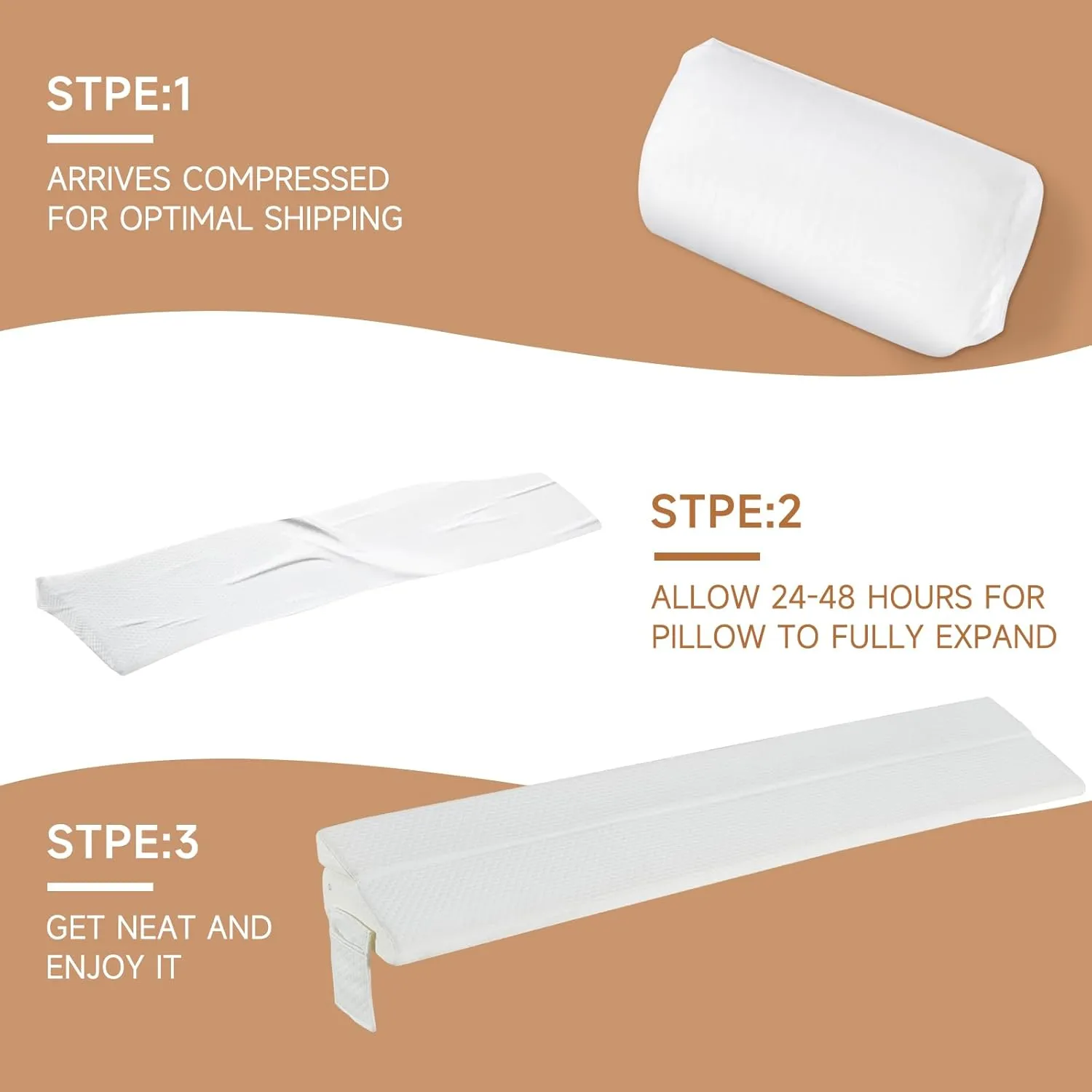 Full Size Bed Wedge Pillow for Headboard – Foldable Mattress Gap Filler (0–8"), Converts to Backrest, Prevents Pillow Slipping, Reversible Dual-Side Pockets, Washable Cover, White (54"x10"x6")
