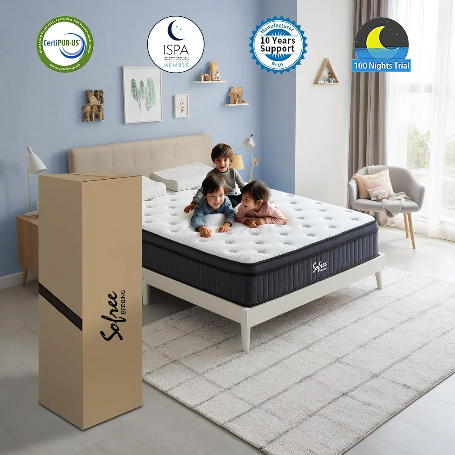 Full Size Mattress, 10 Inch Memory Foam Hybrid Mattress Full, Pocket Spring Mattresses in a Box for Motion Isolation, Strong Edge Support, Pressure Relief, Medium Firm, CertiPUR-US