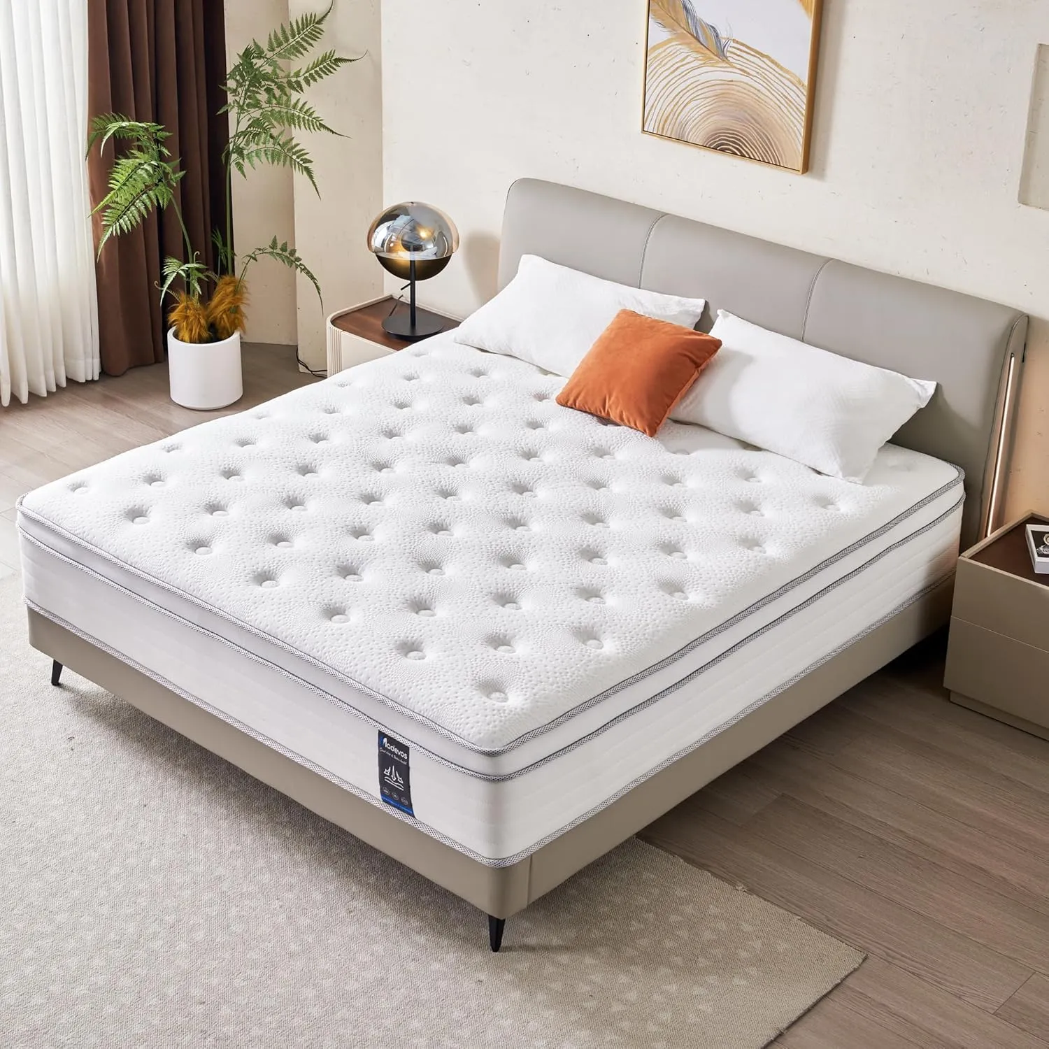 Full Size Mattress, 12 Inch Hybrid Mattress in a Box, Memory Foam and Individual Pocket Springs, Fiberglass Free, Soft and Breathable, Medium Firm Feel