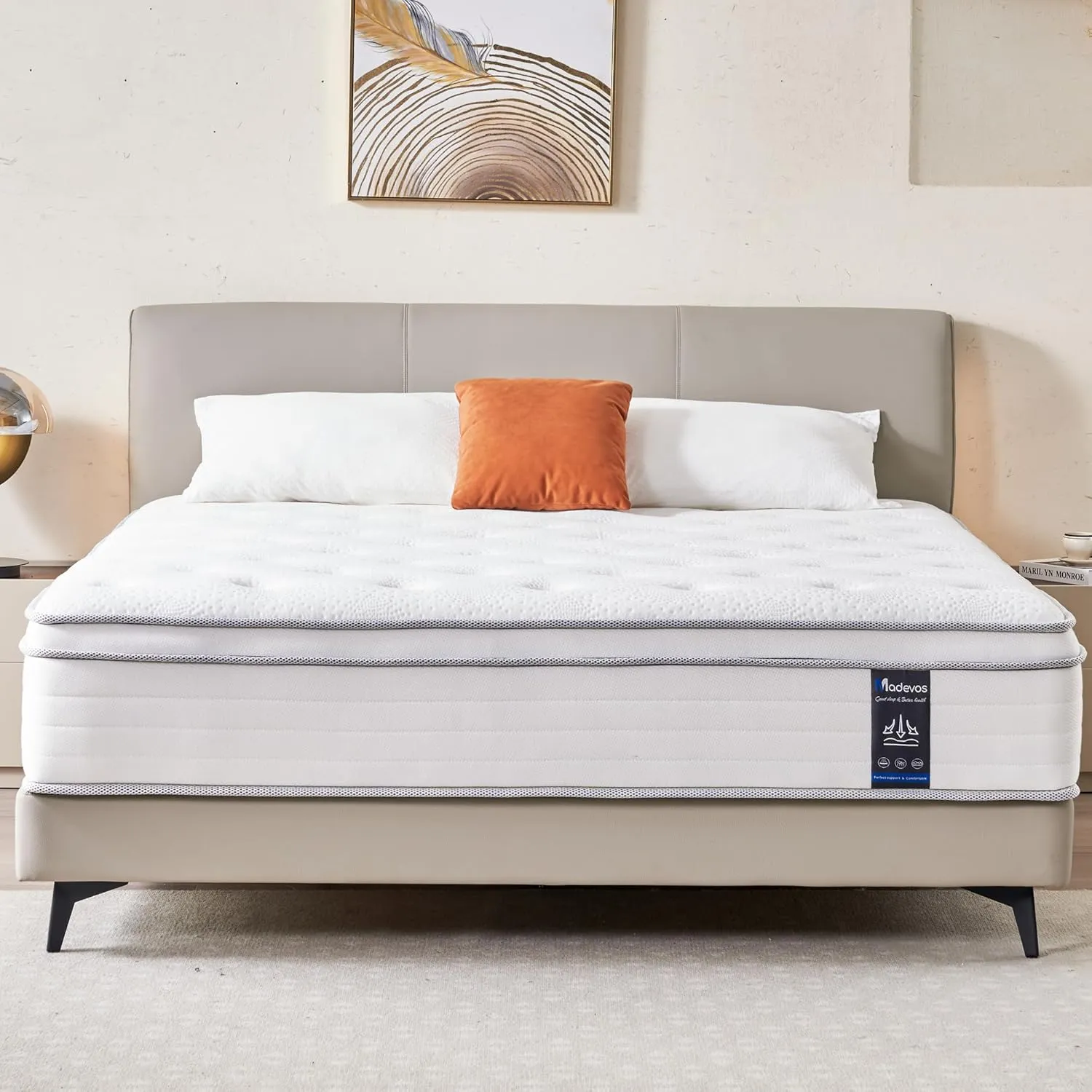 Full Size Mattress, 12 Inch Hybrid Mattress in a Box, Memory Foam and Individual Pocket Springs, Fiberglass Free, Soft and Breathable, Medium Firm Feel