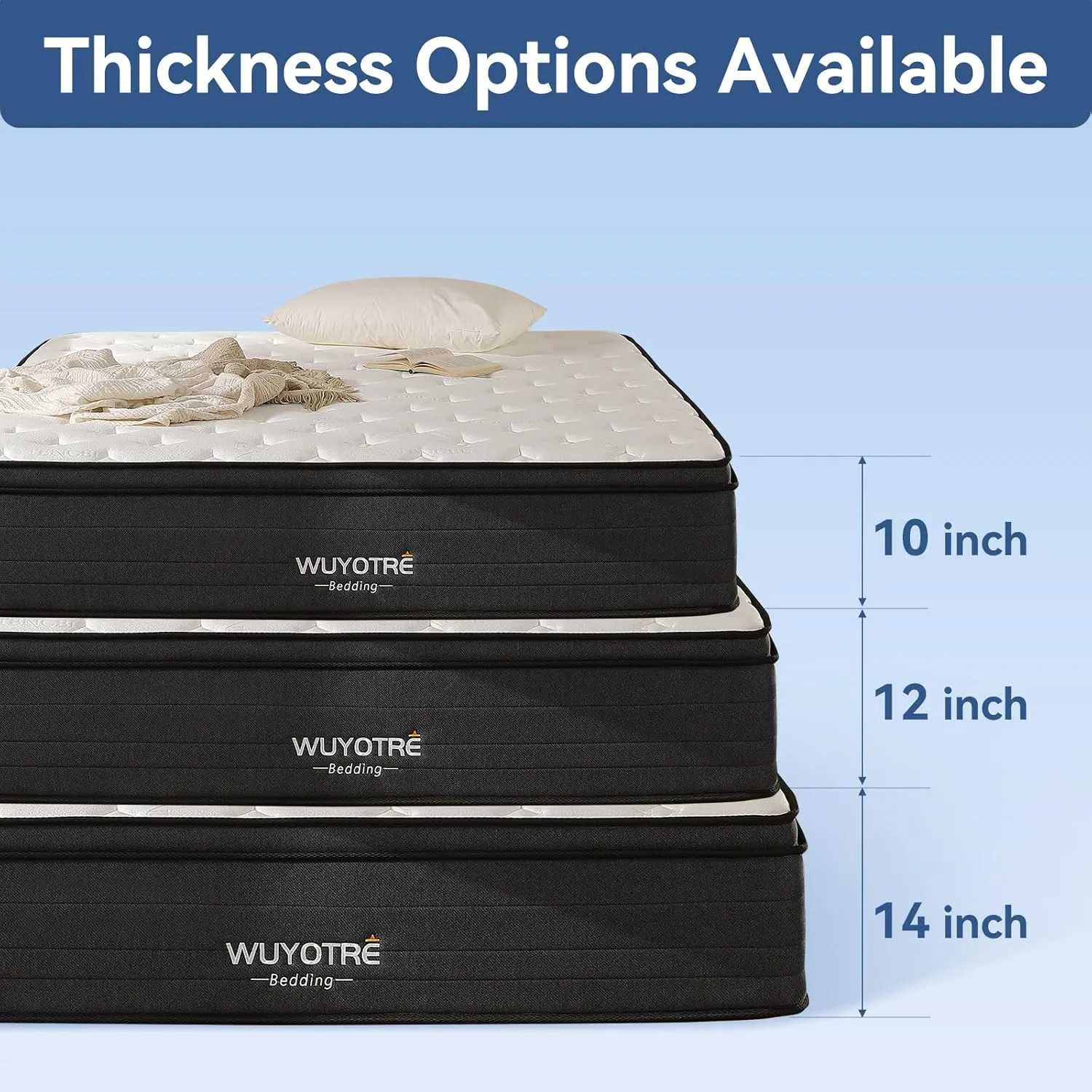 Full Size Mattress,10 inch Memory Foam Hybrid Mattress in a Box,Cooling Gel Bed Mattresses with Reinforced Springs,Soft and Breathable,Back Pain Relief,CertiPUR-US,Medium