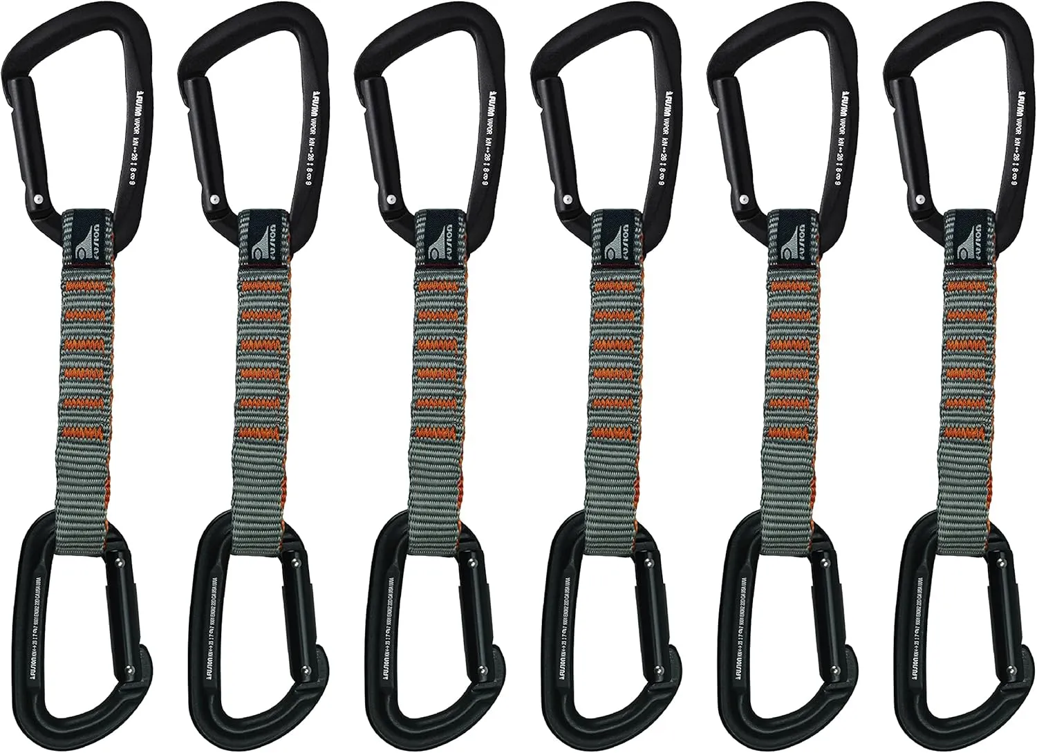 Fusion Climb 6-Pack 11cm Quickdraw Set with Black Straight Gate Carabiner, Durable, Lightweight Quickdraws for Sport, Trad, and Aid Climbing UIAA Certificate