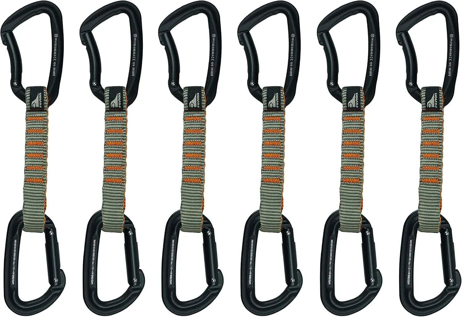 Fusion Climb 6-Pack 11cm Quickdraw Set with Contigua Blue Straight Gate Carabiner/Techno Zoom Bent Gate Carabiner,One Size