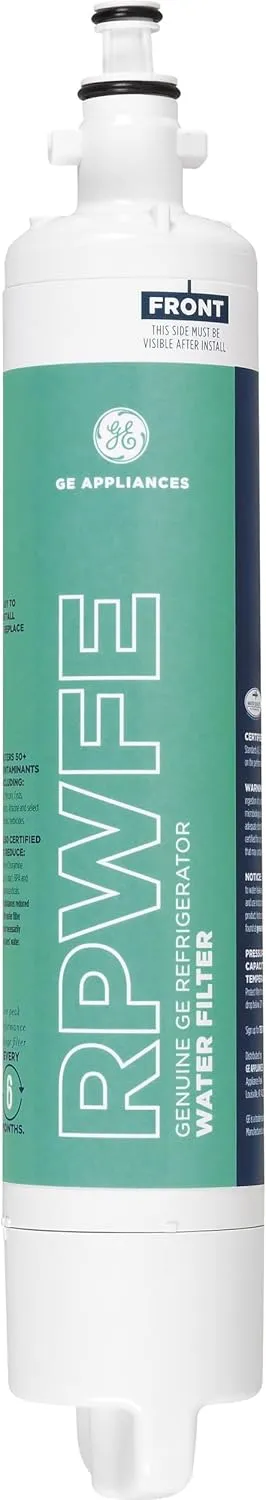 GE RPWFE Refrigerator Water Filter, Genuine Replacement Filter, Certified to Reduce Lead, Sulfur, and 50  Other Impurities, Replace Every 6 Months for Best Results, Pack of 1