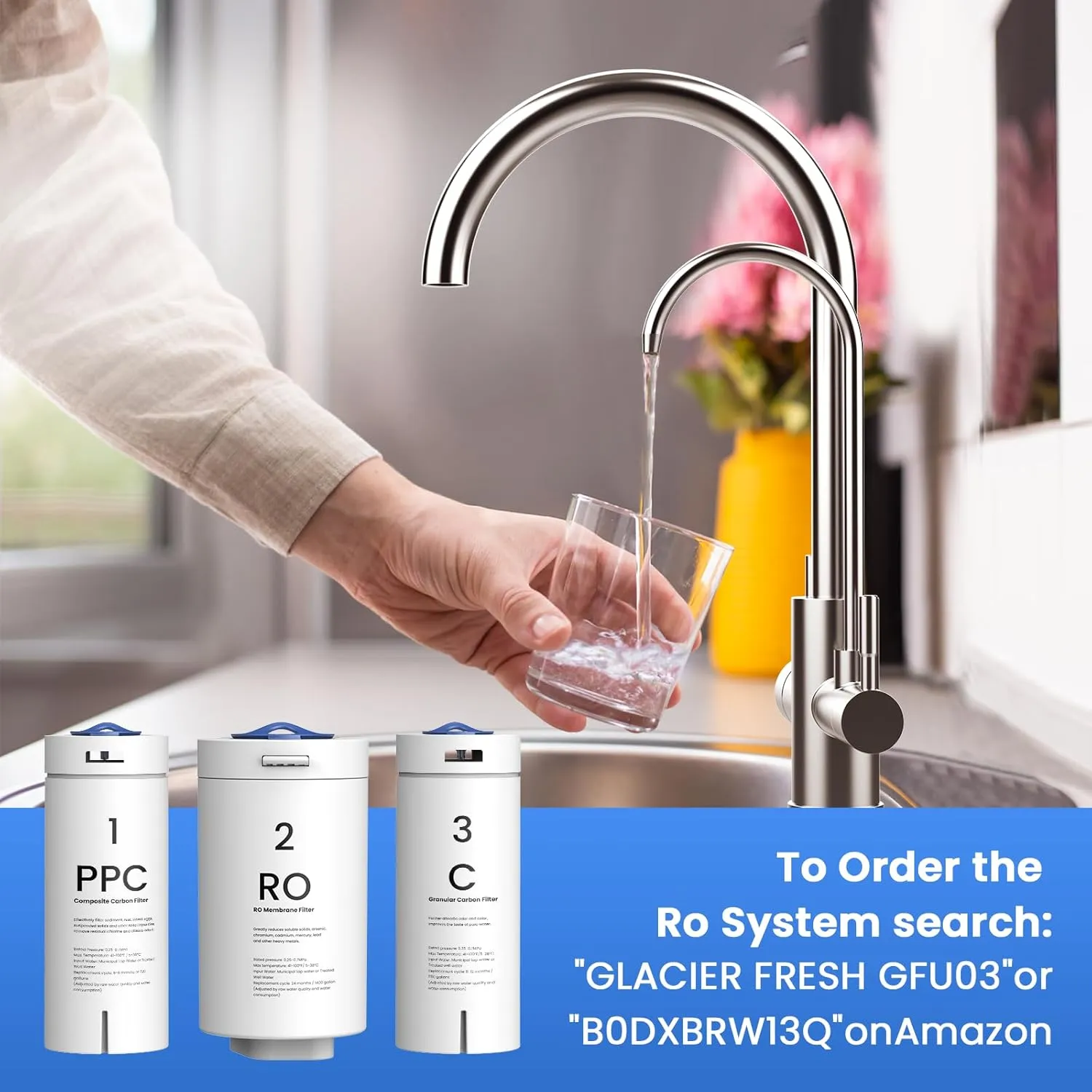 GLACIER FRESH PPC/C/RO Filter Replacement for GFU03 Reverse Osmosis System