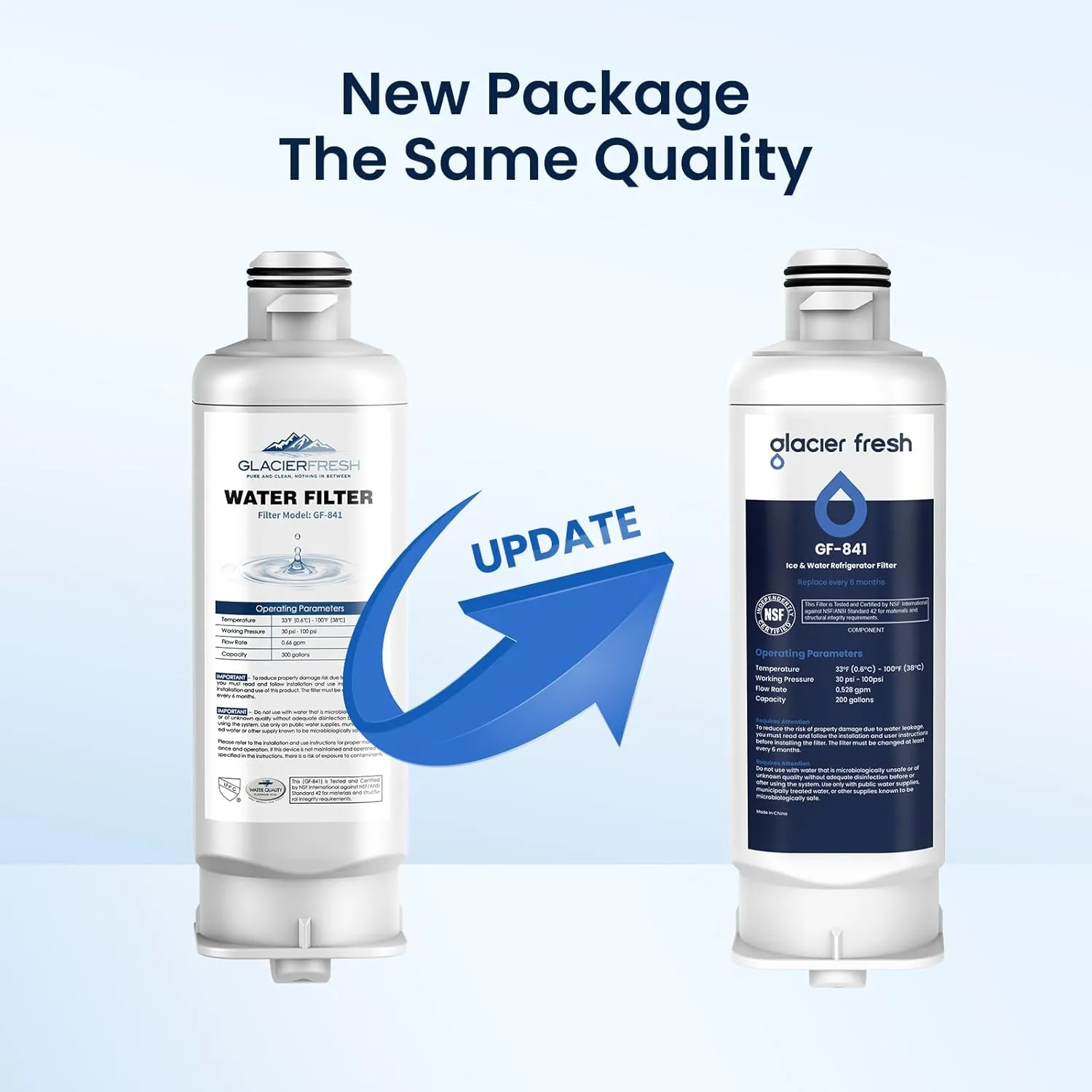 GLACIER FRESH Replacement for DA97-17376B Refrigerator Water Filters, HAF-QIN, HAF-QIN/EXP, DA97-08006C, RF23M8070SG, RF23M8070SR, RF23M8090SG, RF23M8090SR, RF23M8570SR, RF23M8590SG (2 Pack)