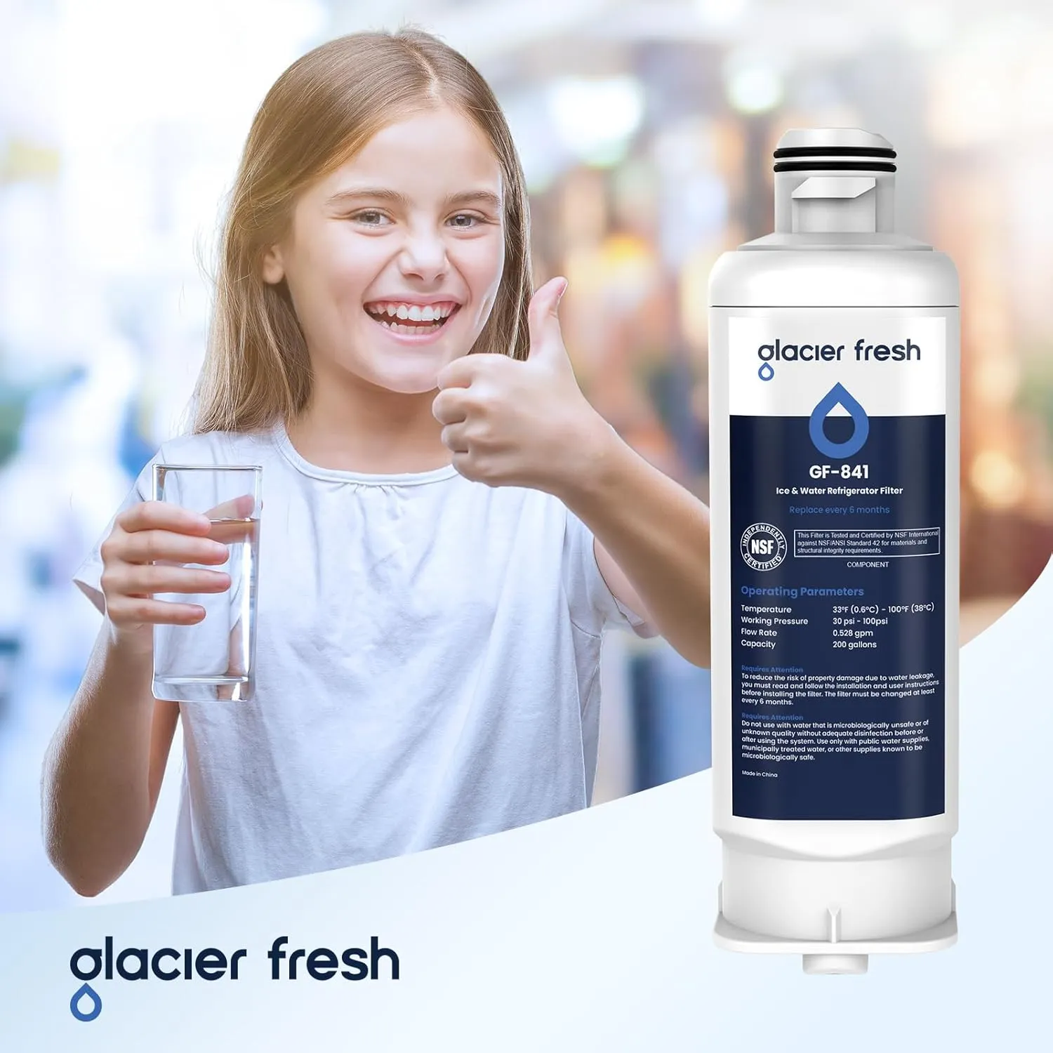 GLACIER FRESH Replacement for DA97-17376B Refrigerator Water Filters, HAF-QIN, HAF-QIN/EXP, DA97-08006C, RF23M8070SG, RF23M8070SR, RF23M8090SG, RF23M8090SR, RF23M8570SR, RF23M8590SG (2 Pack)