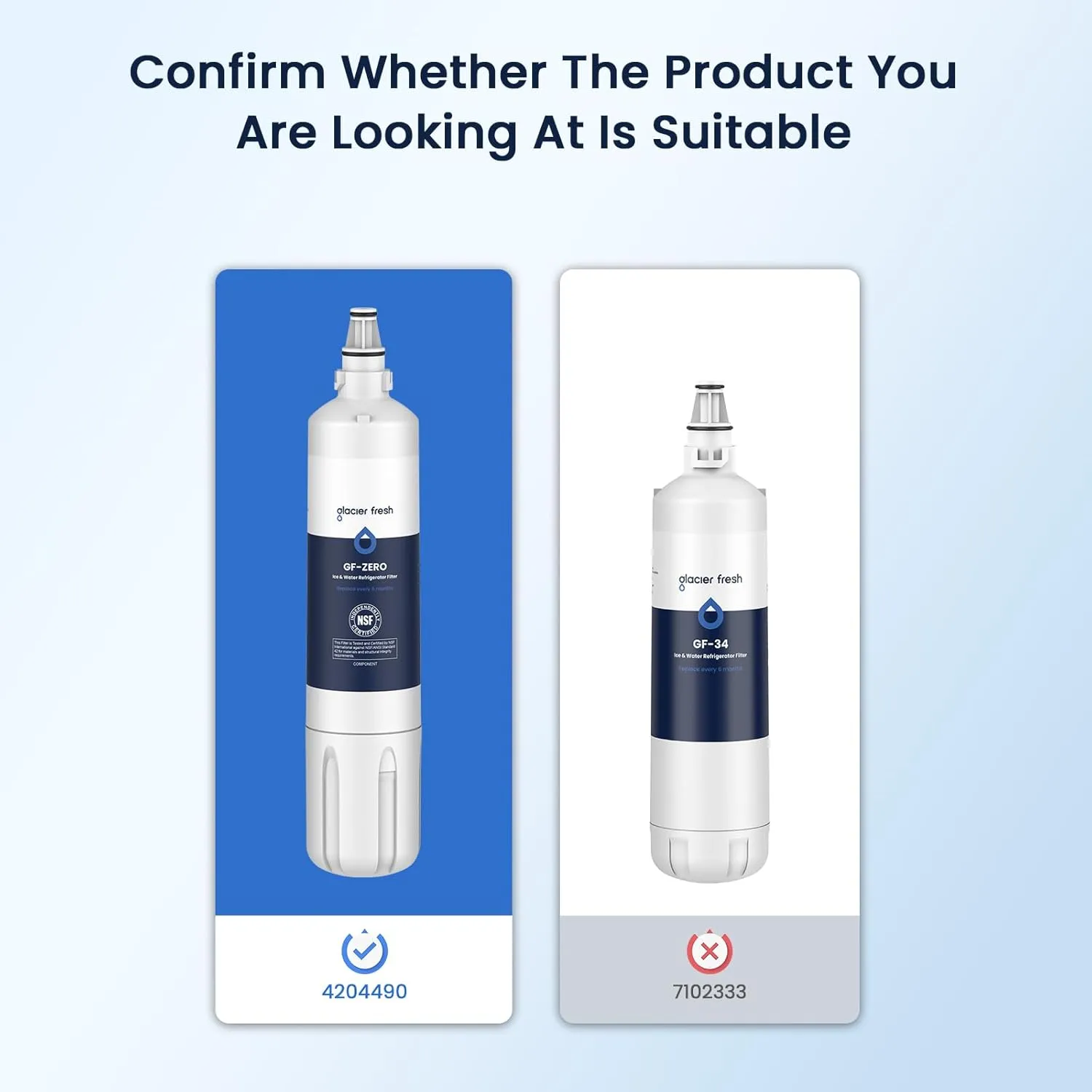 GLACIER FRESH Water Filter Replacement for Sub-Zero 4204490, 4290510, 9030868 Refrigerator Water Filter, 2 Pack