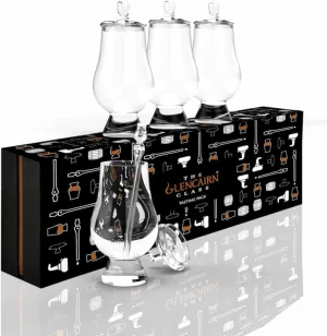 GLENCAIRN Whisky Glass Set - 9pc Tasting Pack Includes Whiskey Glasses Set of 4 and Tasting Caps Pipette in Gift Set for Scotch Whiskey and Bourbon Enthusiasts