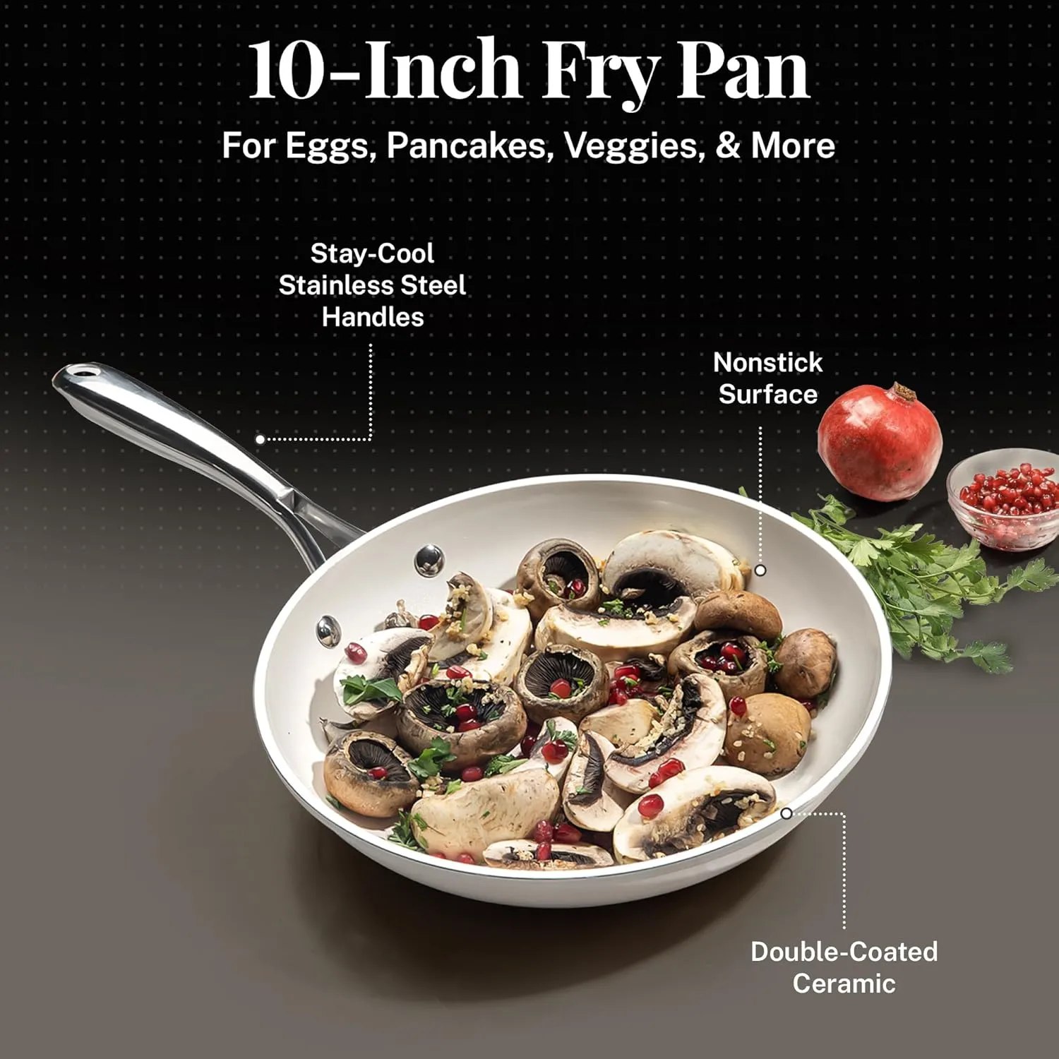 GOTHAM STEEL 10 Inch Non Stick Frying Pans Nonstick Skillet, Ceramic Pan for Cooking Non Toxic, Nonstick Frying Pan Skillets with Stay Cool Handle, Fry Pans, Oven and Dishwasher Safe