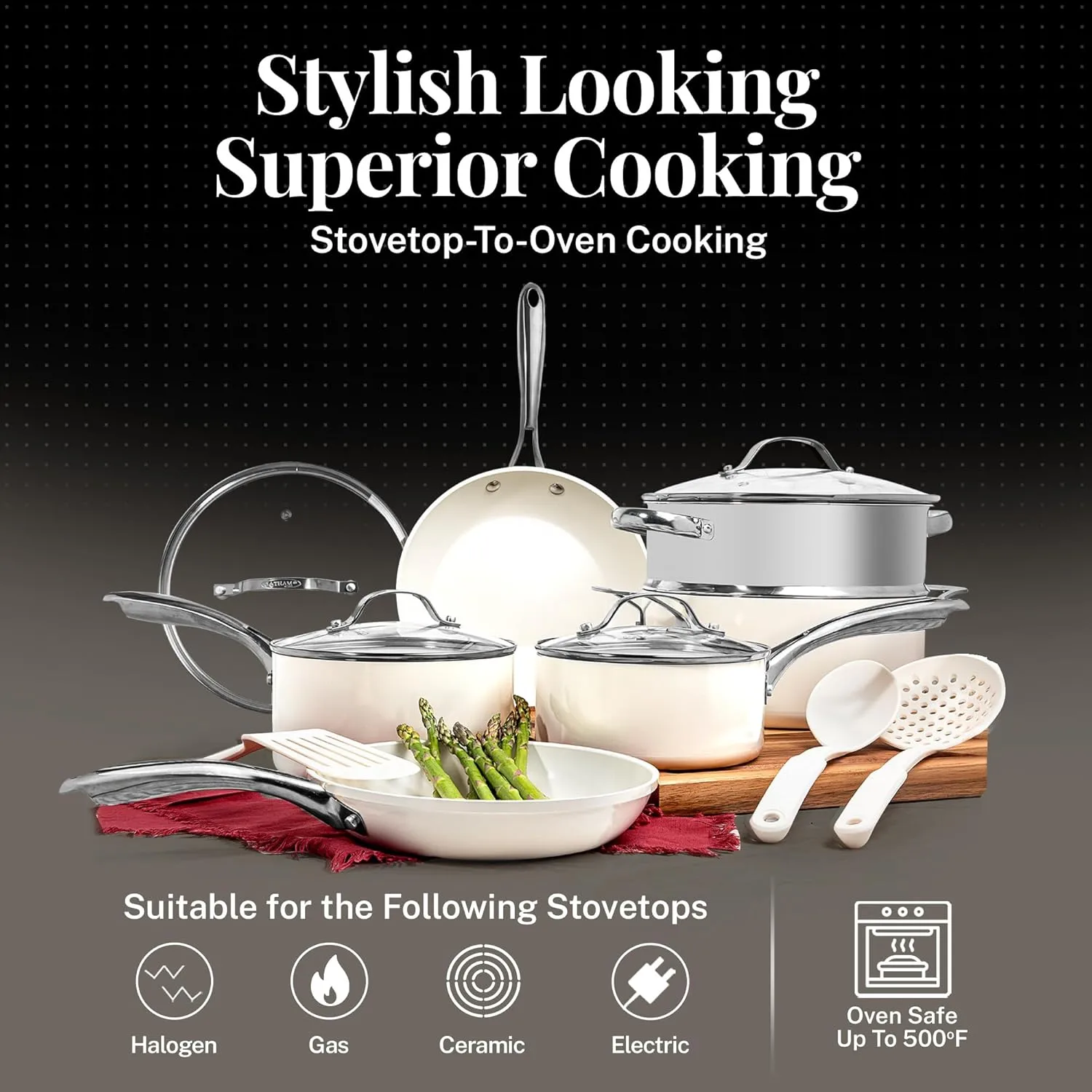 GOTHAM STEEL 10 Inch Non Stick Frying Pans Nonstick Skillet, Ceramic Pan for Cooking Non Toxic, Nonstick Frying Pan Skillets with Stay Cool Handle, Fry Pans, Oven and Dishwasher Safe