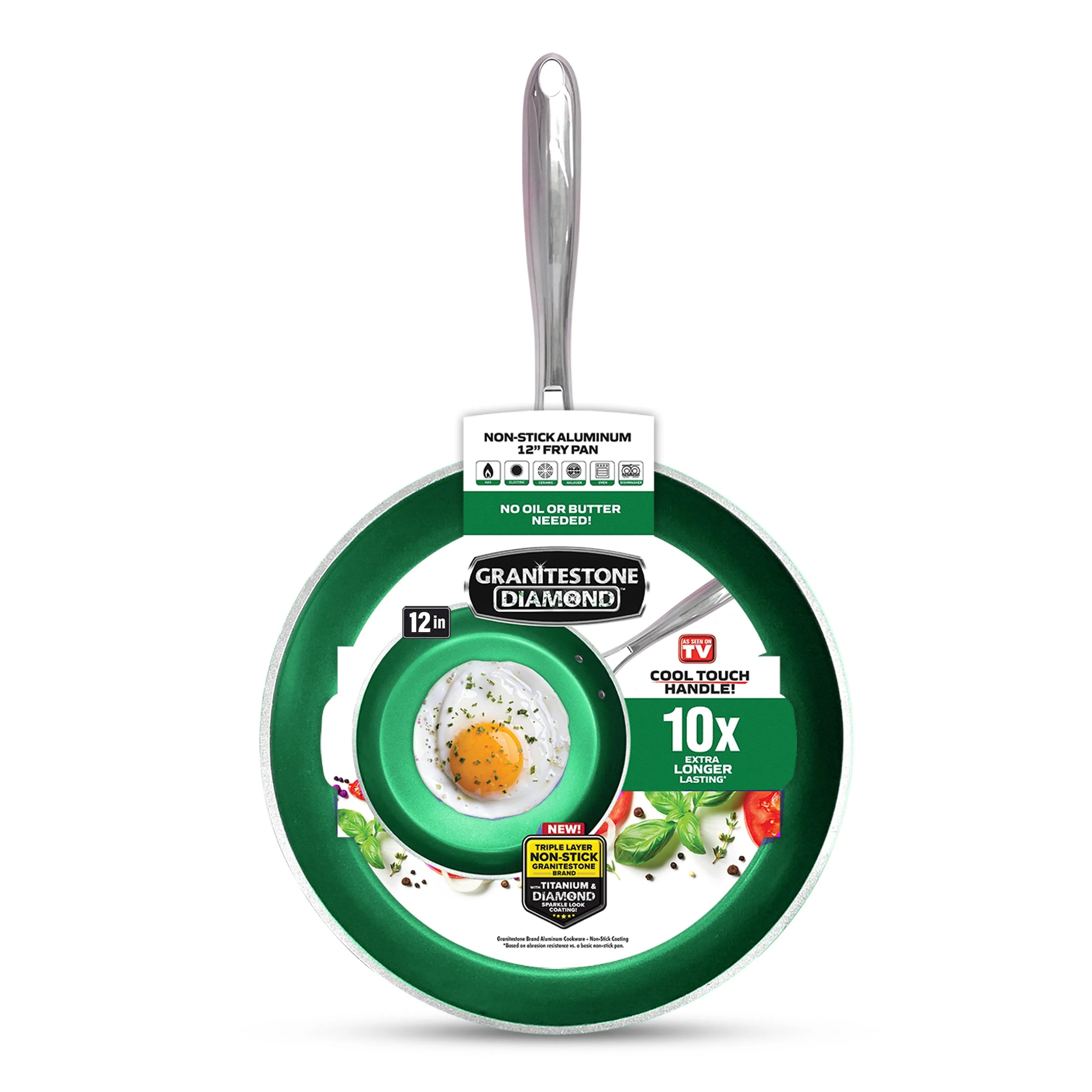 Granitestone Emerald 12" Nonstick Fry Pan with Stay Cool Handle