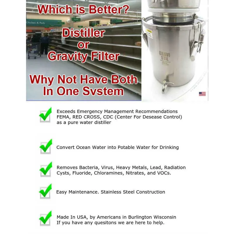 Gravi-Stil - Survival Water Distiller for Brackish or Ocean Water