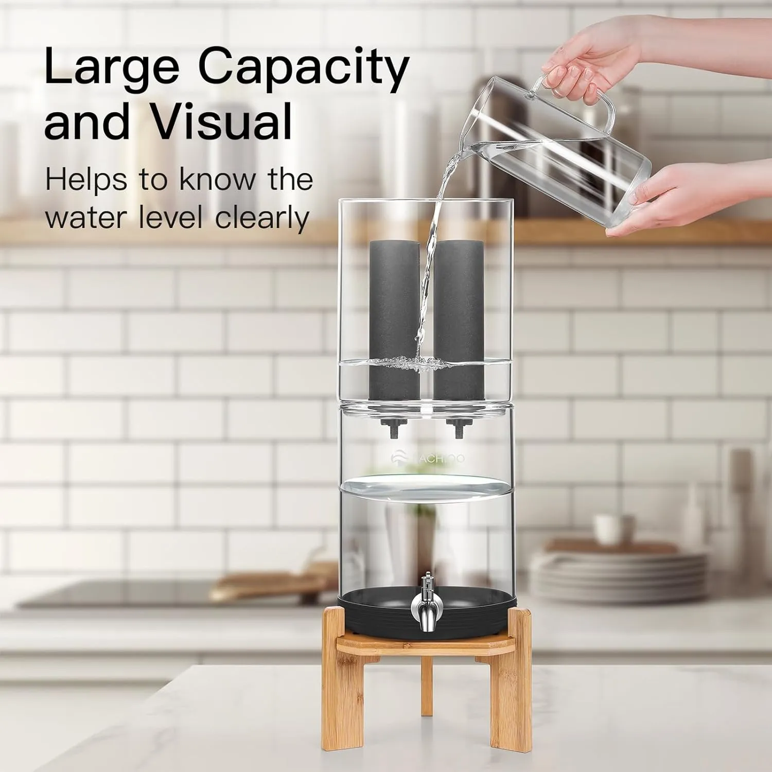 Gravity-Fed Water Filter System, Off Grid Home Emergency Water Filtration System, 2.25 Gallon Multifunctional Water Purifier with 2 Filter