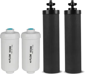 Gravity Water Filter Replacement,for Berkey® Black Carbon (BB9-2®) Purification Elements and Fluoride Filters K5366 (PF-2®) Combo Pack,Compatible with Berkey® Filtration System,Pack of 4
