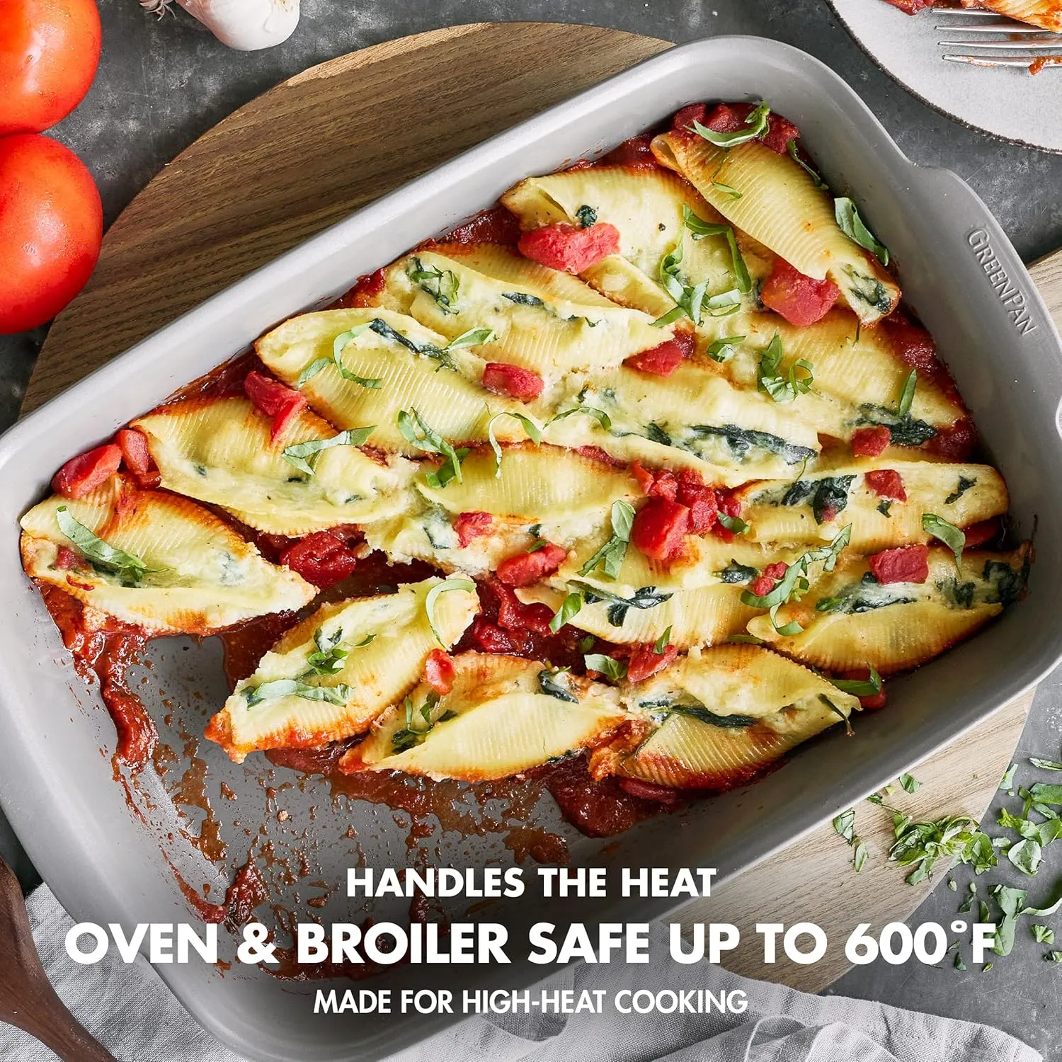 GreenPan Premiere Ovenware Healthy Ceramic Nonstick 4 Piece Bakeware Set, PFOA and PFAS-Free, Rectangular, Square, Quarter, Half Sheet Baking Pans, Warp-Free, Oven Safe to 600F, Dishwasher Safe, Gray