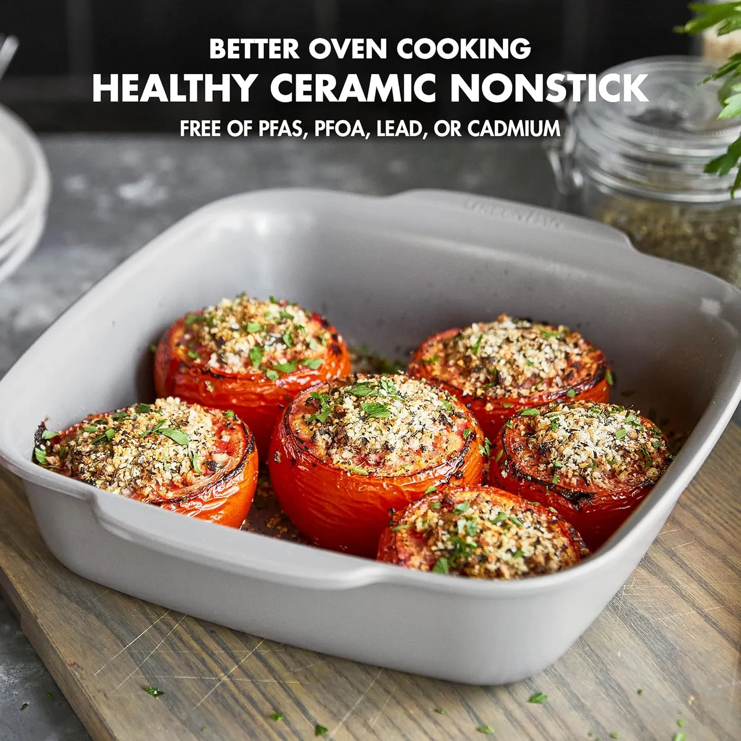 GreenPan Premiere Ovenware Healthy Ceramic Nonstick 4 Piece Bakeware Set, PFOA and PFAS-Free, Rectangular, Square, Quarter, Half Sheet Baking Pans, Warp-Free, Oven Safe to 600F, Dishwasher Safe, Gray