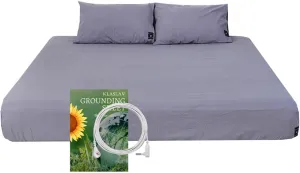 Grounding Fitted Sheet Kit King Size, Grounding Sheets with Deep Pocket, Organic Cotton 5% Silver Fiber, Conductivity Bed Cover for Sleeping, Earth Connected Bedding,Grey