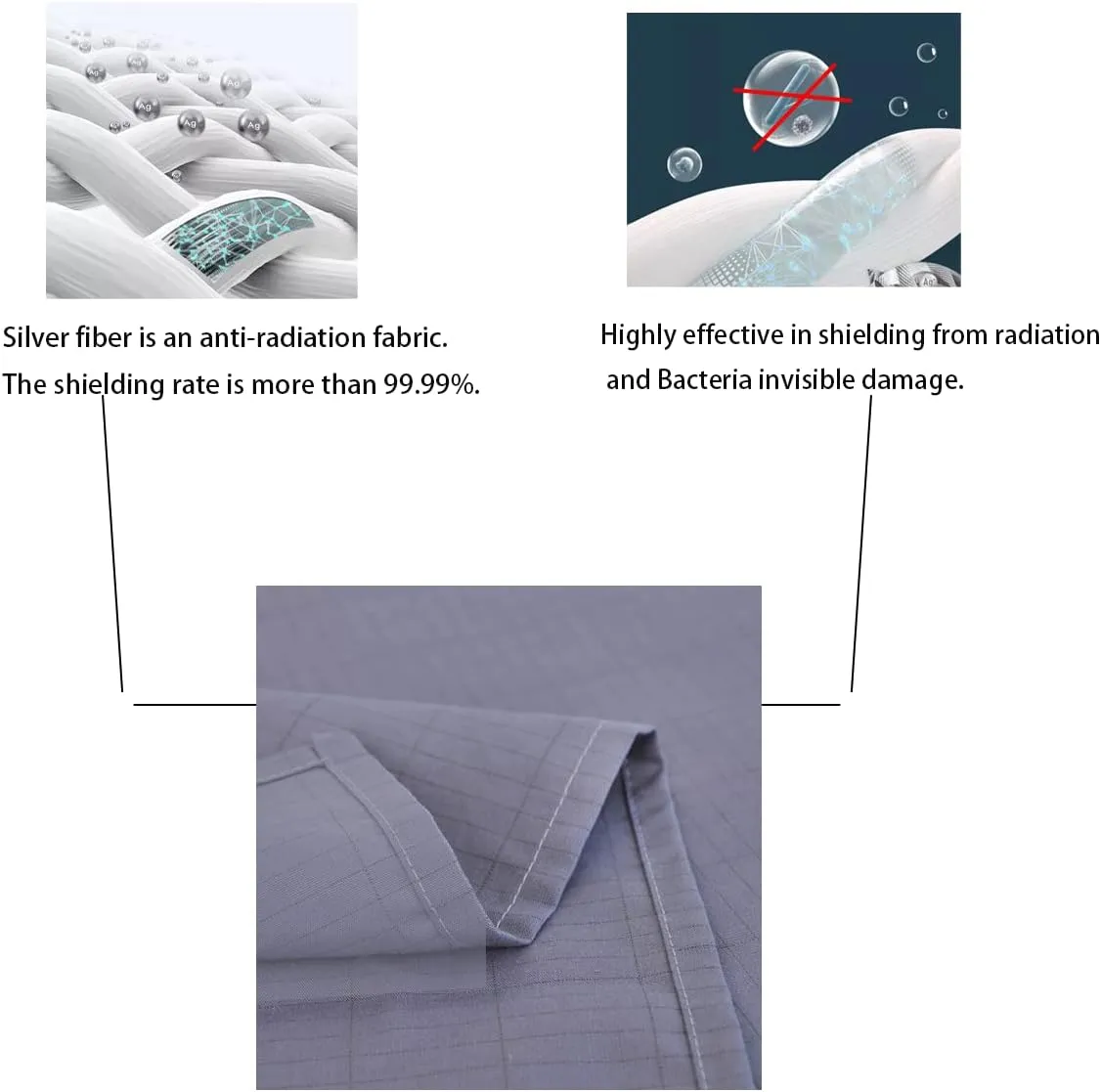 Grounding Fitted Sheet Kit King Size, Grounding Sheets with Deep Pocket, Organic Cotton 5% Silver Fiber, Conductivity Bed Cover for Sleeping, Earth Connected Bedding,Grey