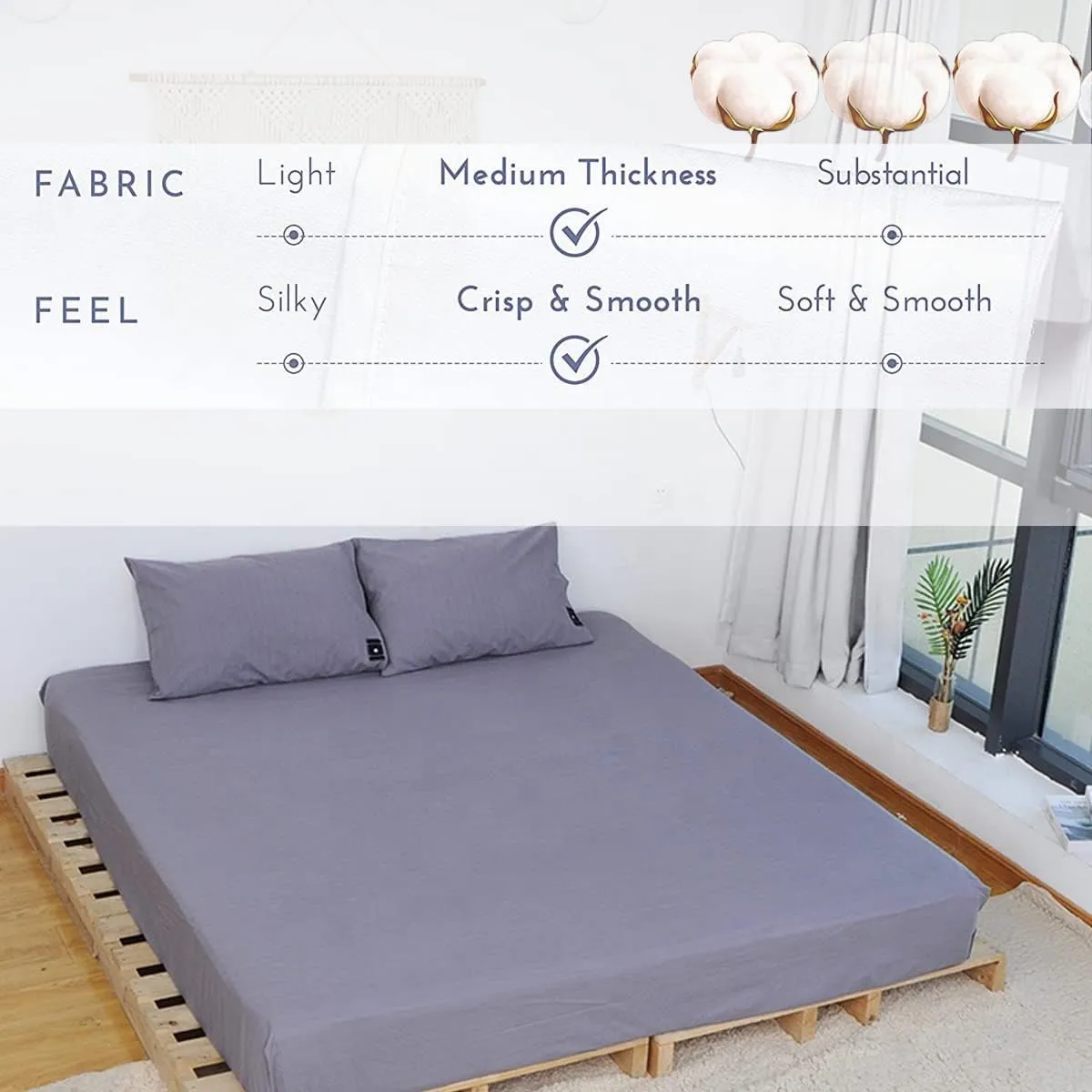 Grounding Fitted Sheet Kit King Size, Grounding Sheets with Deep Pocket, Organic Cotton 5% Silver Fiber, Conductivity Bed Cover for Sleeping, Earth Connected Bedding,Grey