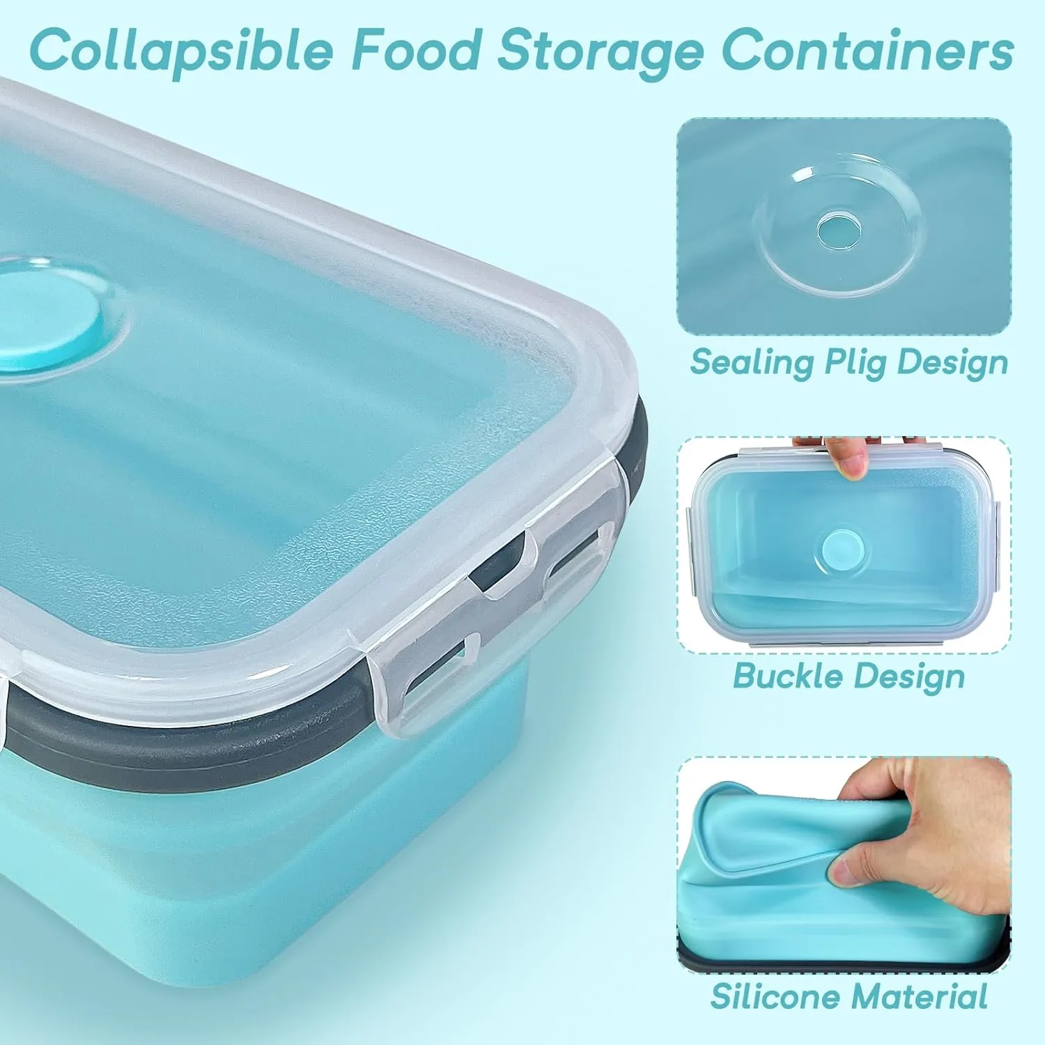 Guyuyii 8-Pack Collapsible Food Storage Containers with Airtight Leakproof Lids – Microwave, Freezer, Dishwasher Safe – Space-Saving Silicone Bowls for RV, Travel, Camping, Meal Prep and Home Kitchen