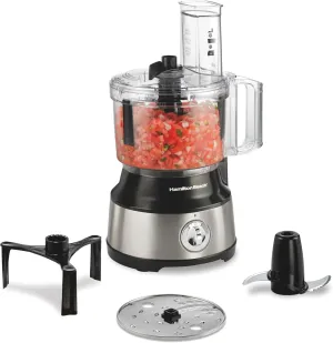 Hamilton Beach Food Processor & Vegetable Chopper for Slicing, Shredding, Mincing, and Puree, 10 Cups   Easy Clean Bowl Scraper, Black and Stainless Steel (70730)