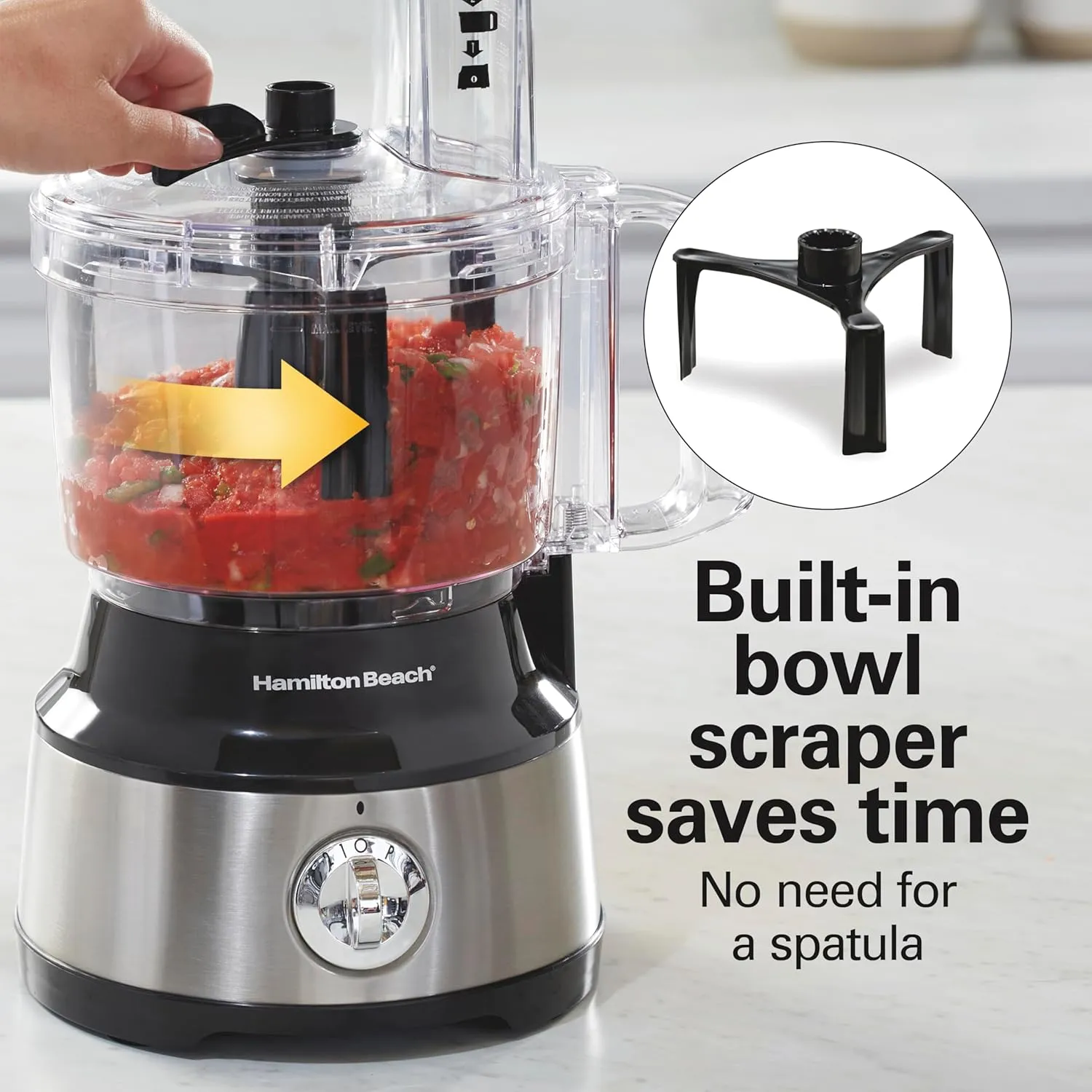 Hamilton Beach Food Processor & Vegetable Chopper for Slicing, Shredding, Mincing, and Puree, 10 Cups   Easy Clean Bowl Scraper, Black and Stainless Steel (70730)