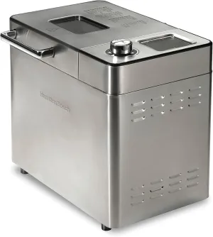 Hamilton Beach Premium Dough & Bread Maker Machine with Auto Fruit and Nut Dispenser, 2 lb. Loaf Capacity, 21 Programmable Settings Including Gluten Free & Keto, Stainless Steel (29890)