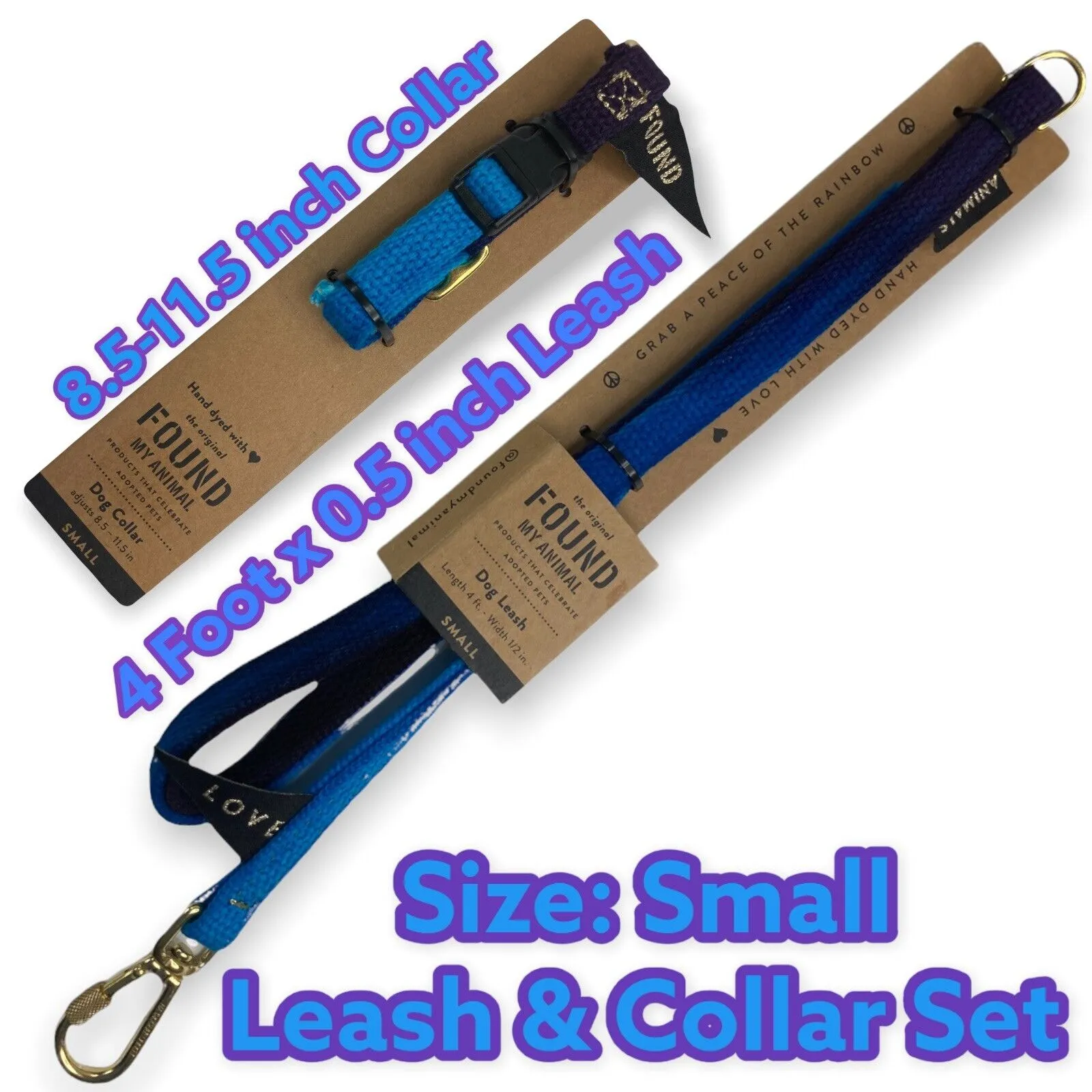 Hand Dyed  Collar 4ft Leash in Blue